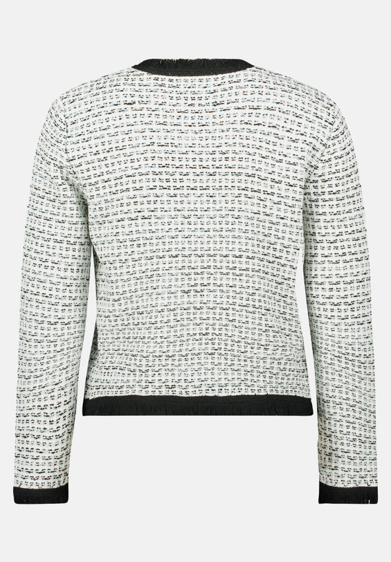 Betty Barclay_Cream/Black_Knitted Cardigan with Fringes_5940-3063_1891_05