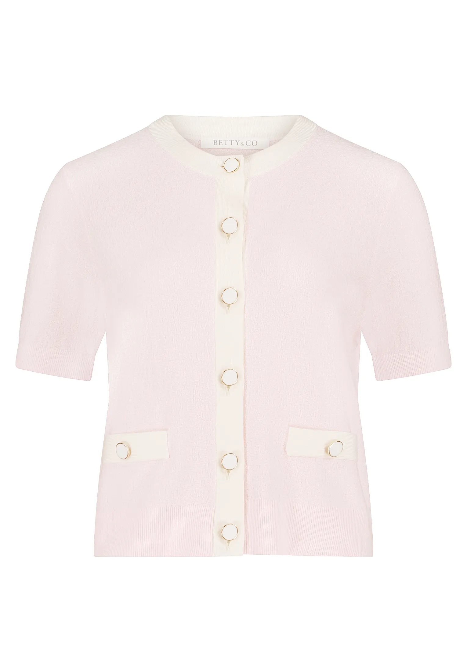 Betty Barclay Rose/Cream Women Knitted Jacket Short 1/2 Sleeve SKU: 5998-3077_4815 Image 04