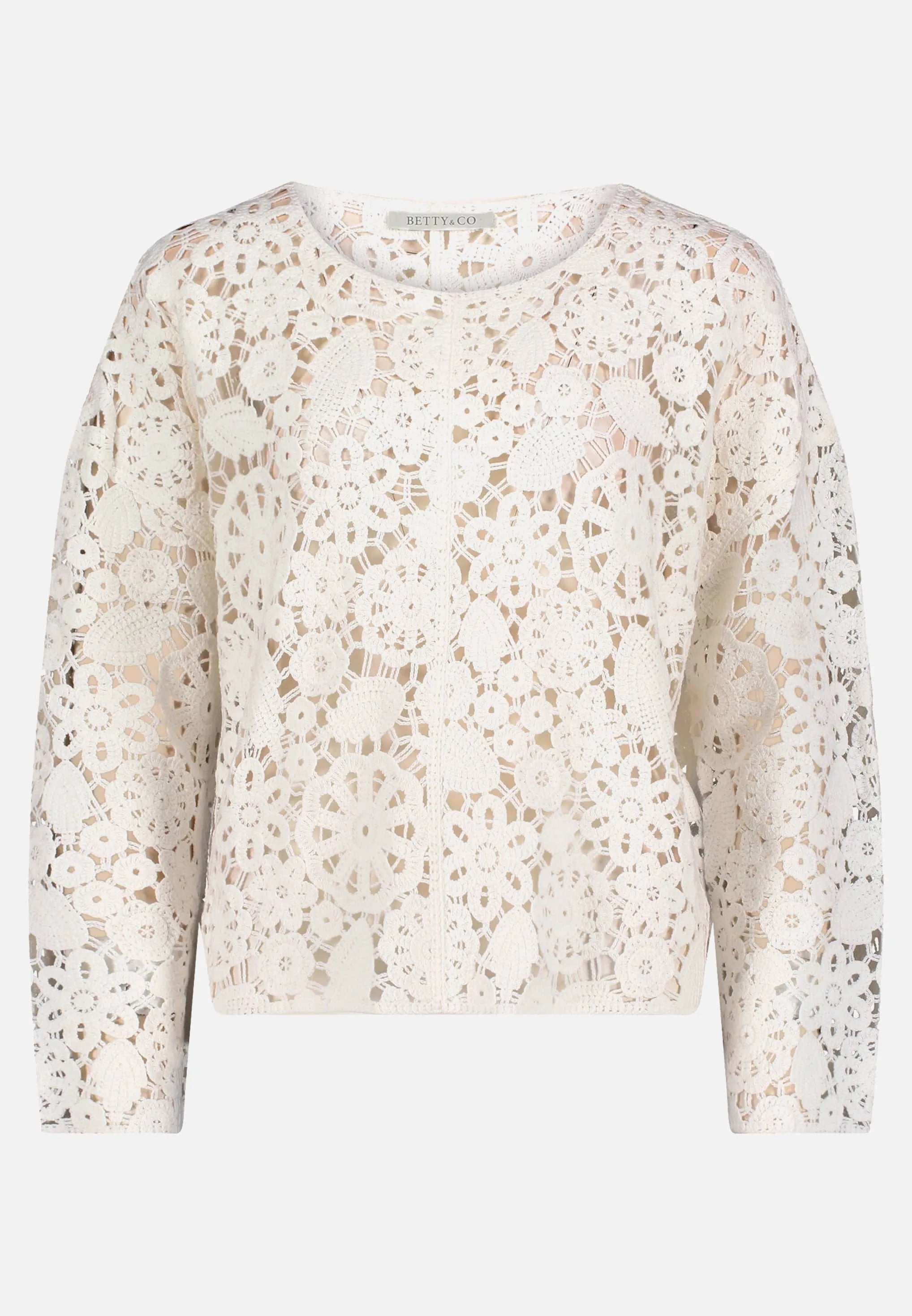 Betty Barclay Offwhite Women Open-Knit Sweater with Boat Neck SKU: 5999-3287_1014 Image 04