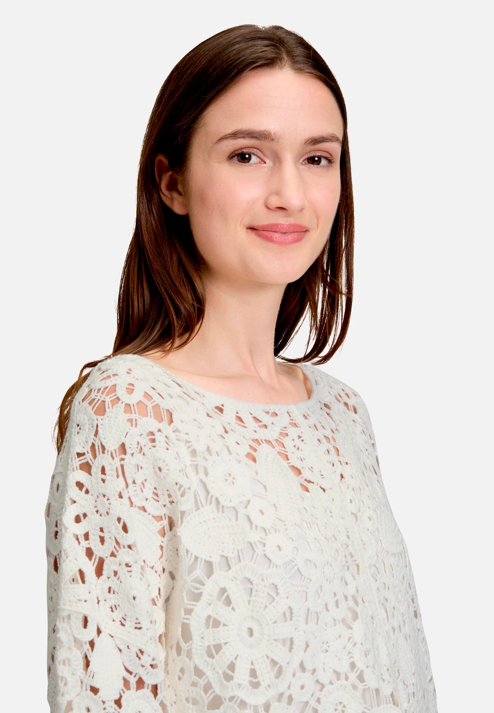 Betty Barclay Offwhite Women Open-Knit Sweater with Boat Neck SKU: 5999-3287_1014 Image 06