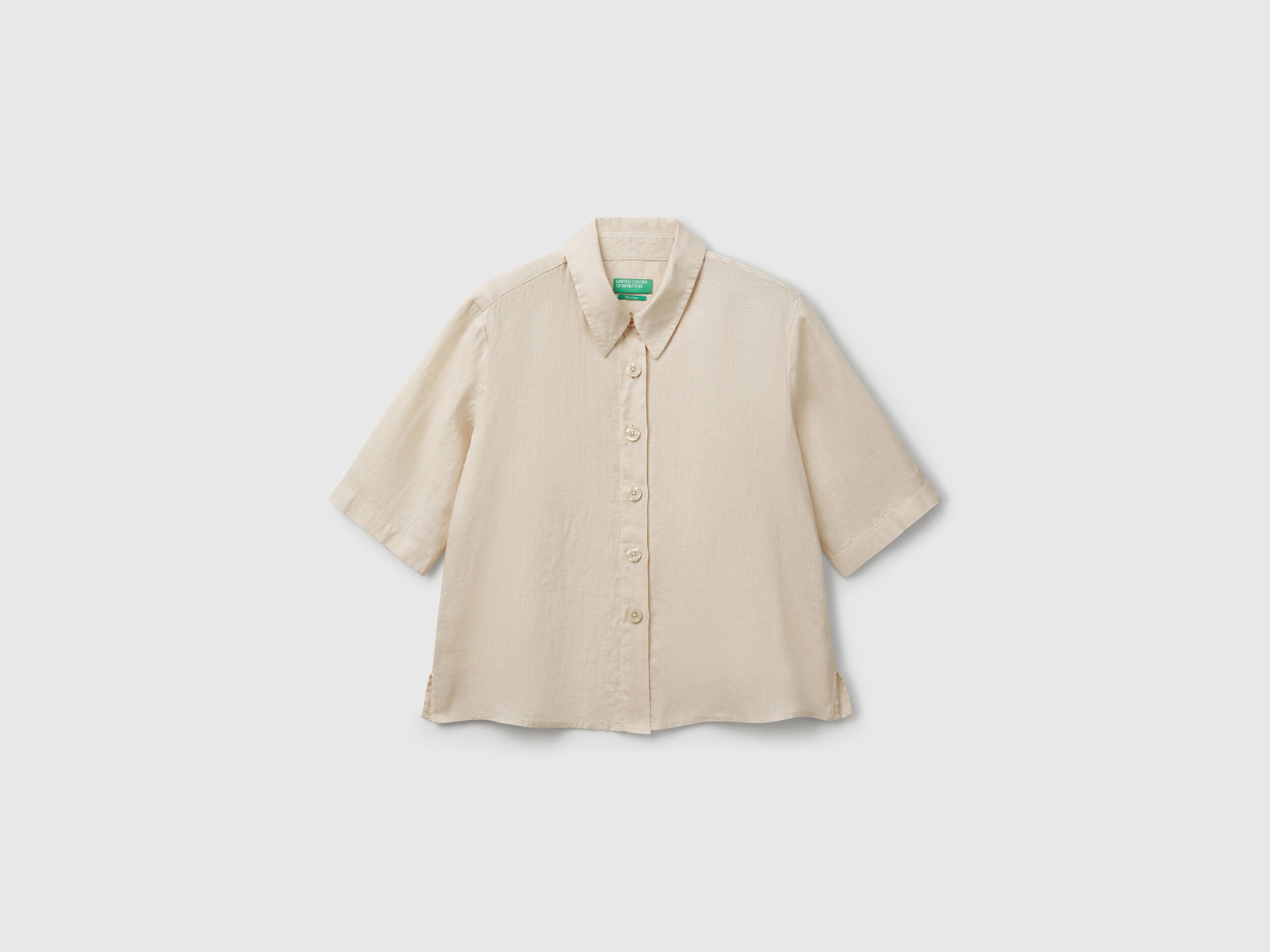 Benetton_Short Shirt in Pure Linen_5BML5QB75_152_04