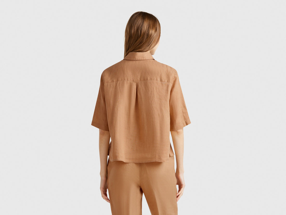 Benetton_Short Shirt in Pure Linen_5BML5QB75_193_02