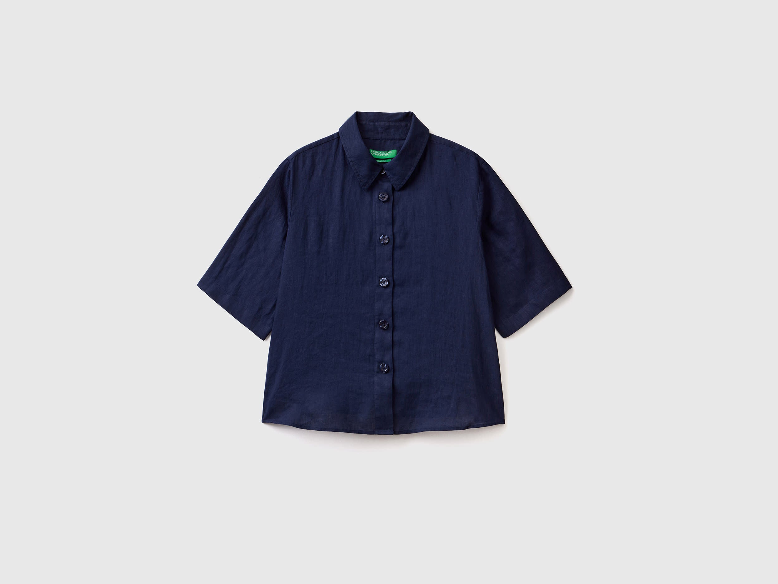 Benetton_Short Shirt in Pure Linen_5BML5QB75_252_04