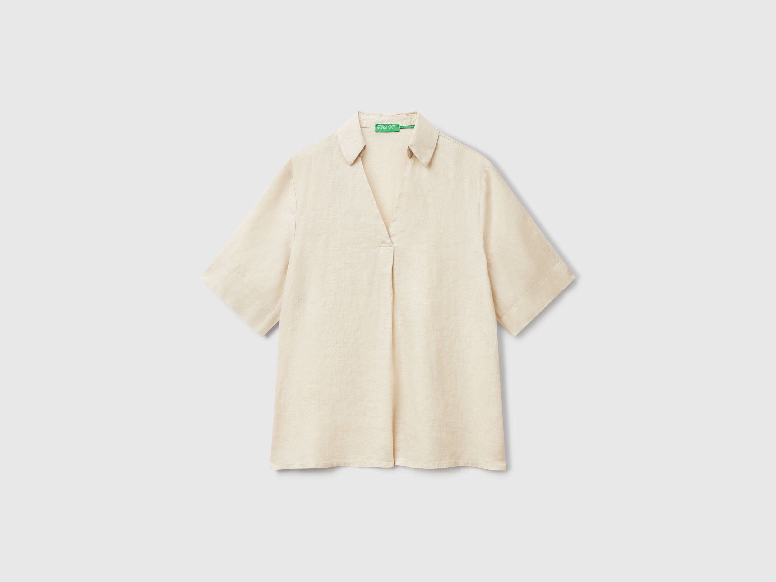 Benetton_Short Sleeve Blouse in Pure Linen_5BMLDQ0B6_152_03
