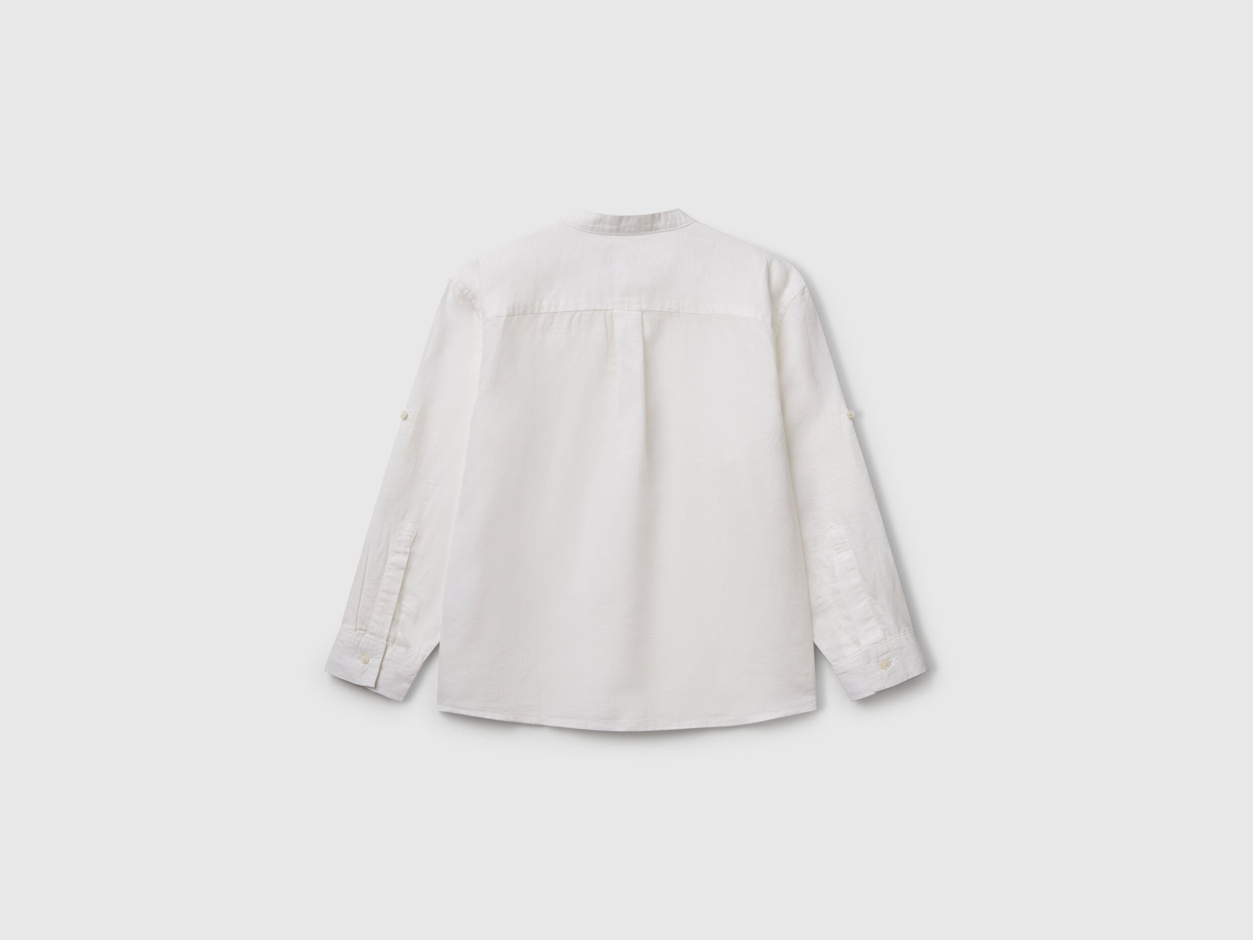 Benetton_Mandarin Collar Shirt in Linen Blend_5IPVCQ03T_101_02