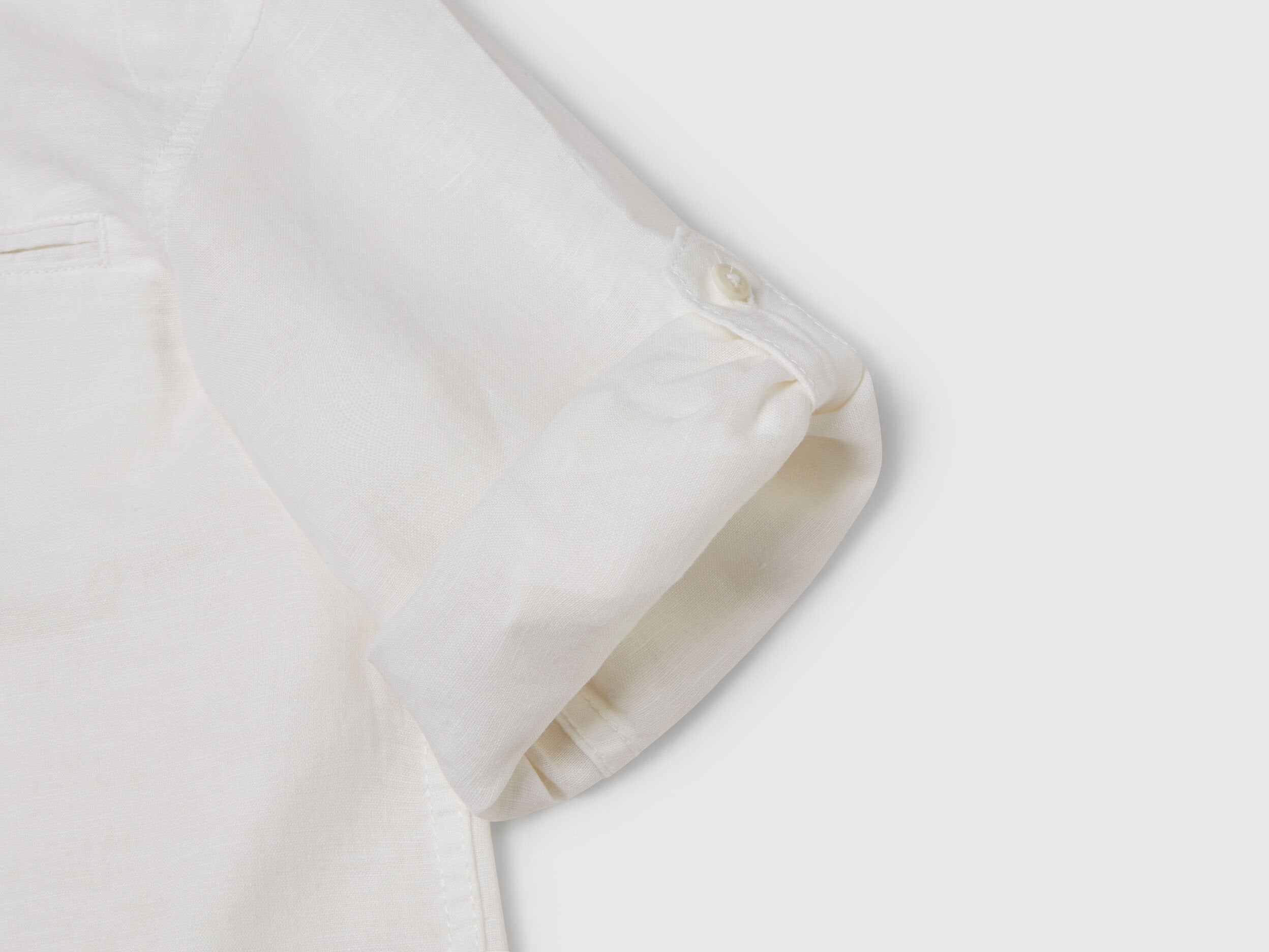 Benetton_Mandarin Collar Shirt in Linen Blend_5IPVCQ03T_101_03