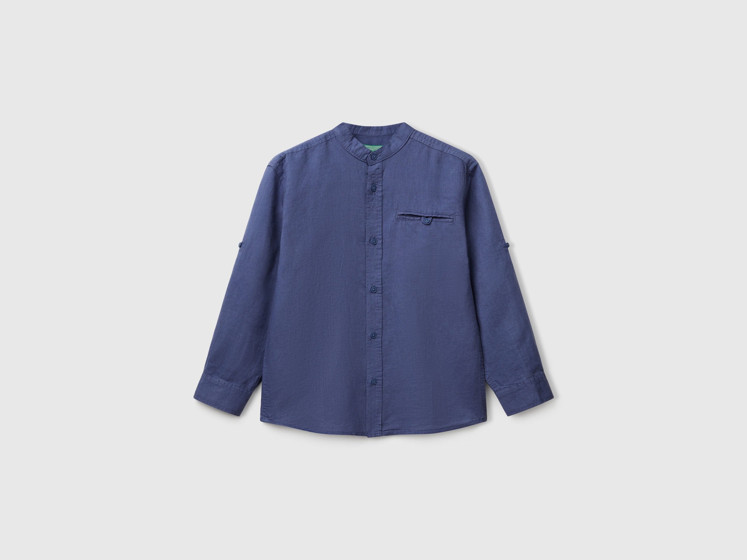 Benetton_Mandarin Collar Shirt in Linen Blend_5IPVCQ03T_12T_01
