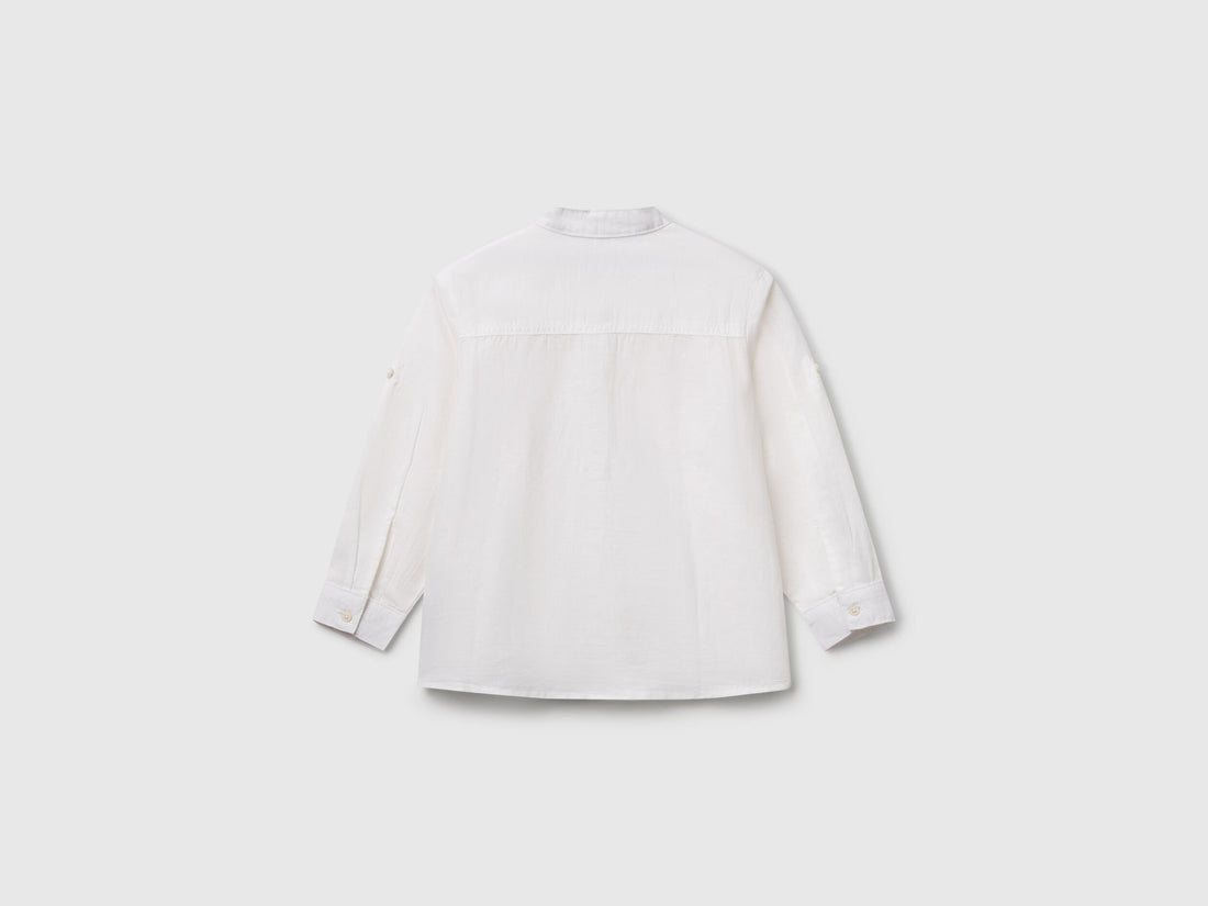 Benetton_Mandarin Collar Shirt in Linen Blend_5IPVGQ01L_101_02