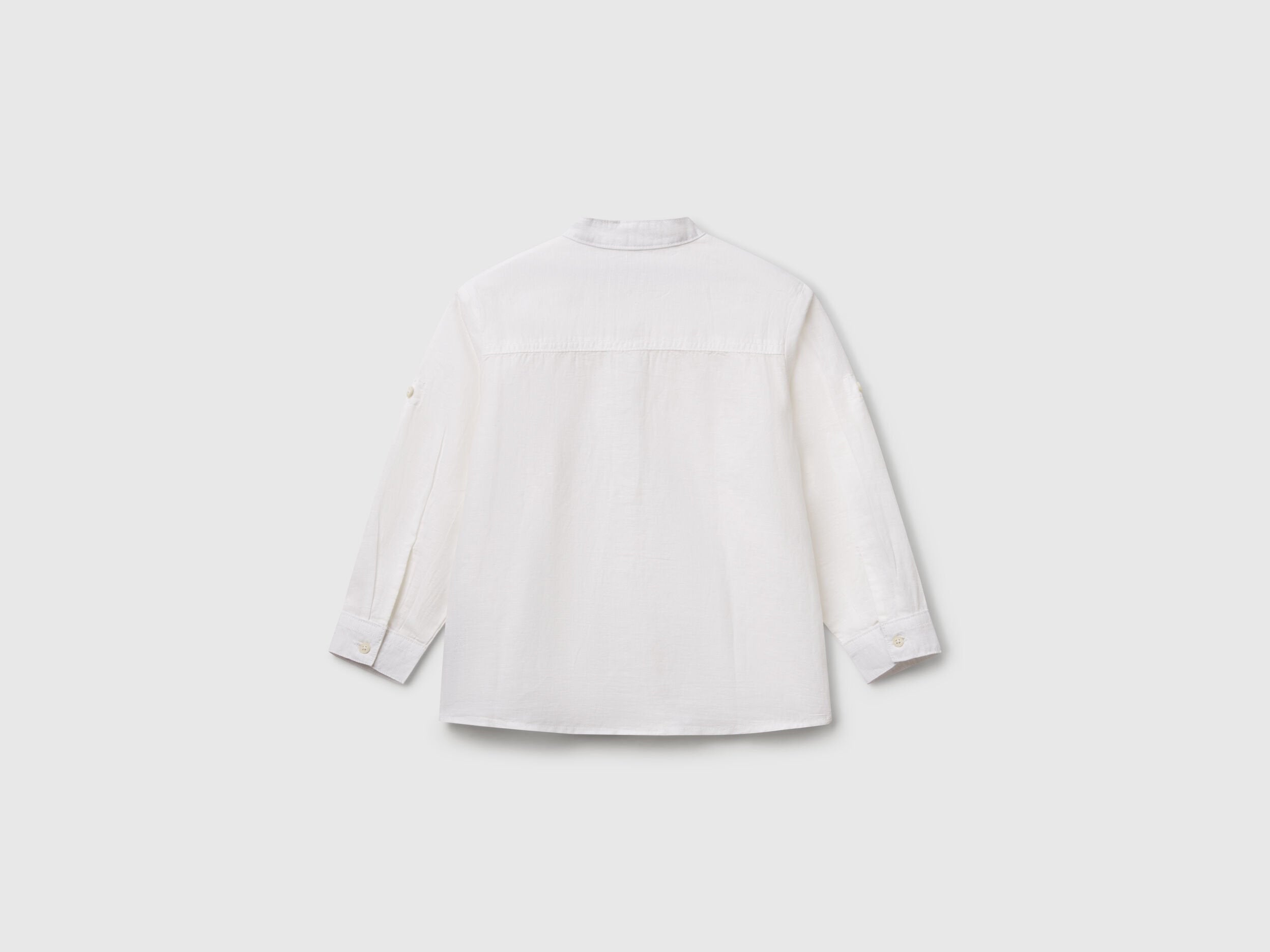Benetton_Mandarin Collar Shirt in Linen Blend_5IPVGQ01L_101_02