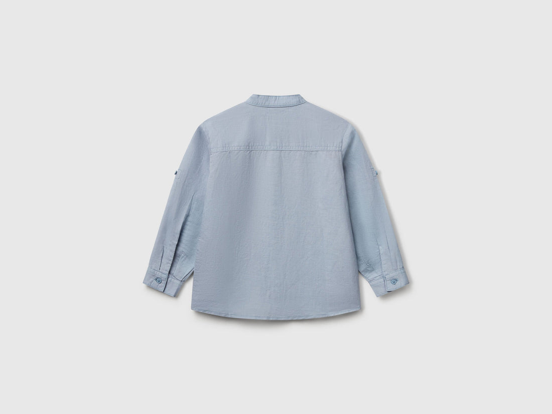 Benetton_Mandarin Collar Shirt in Linen Blend_5IPVGQ01L_2F9_02