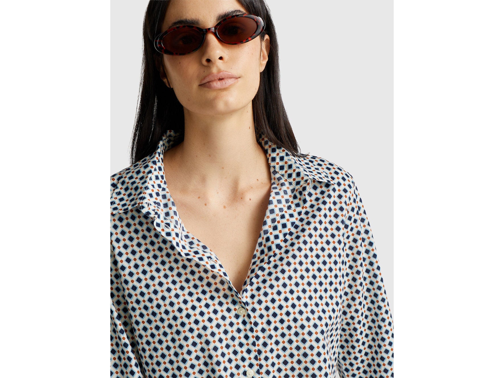 Beneton_Patterned Shirt in Lightweight Cotton_5Q6SDQ0AY_62G_02