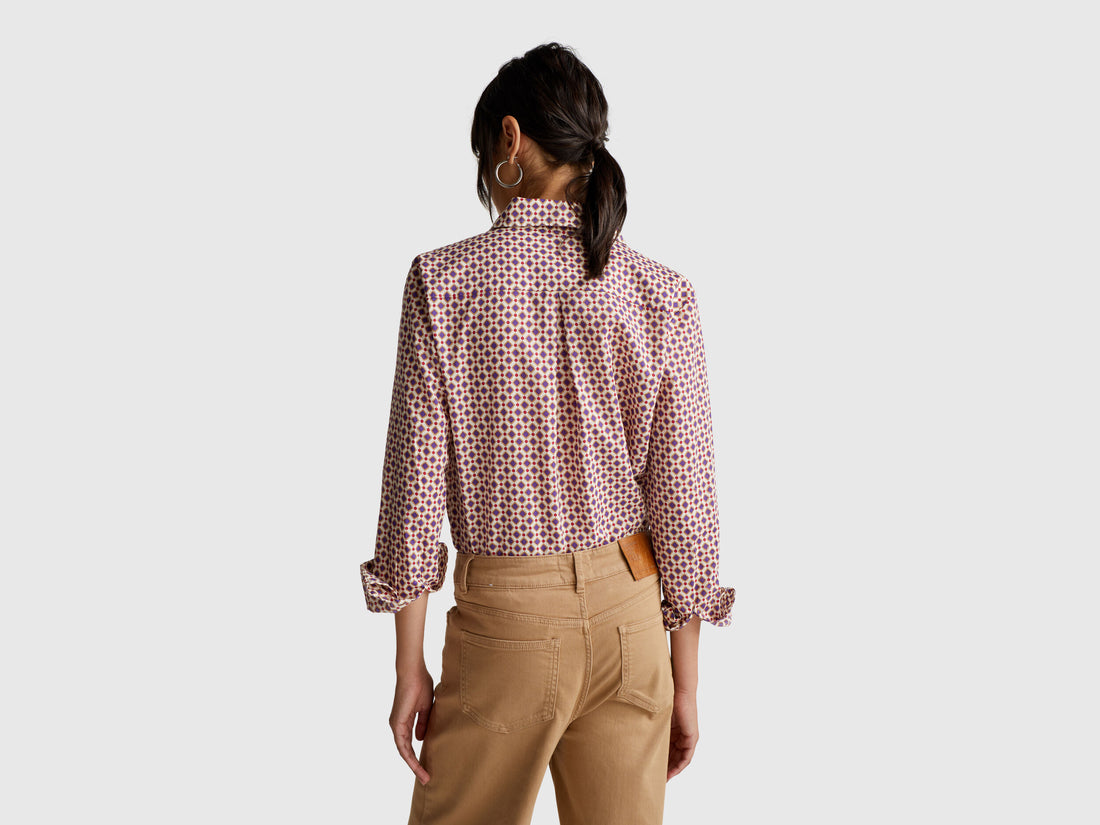 Benetton_Multi-Color_Patterned Shirt in Lightweight Cotton_5Q6SDQ0AY_62H_02
