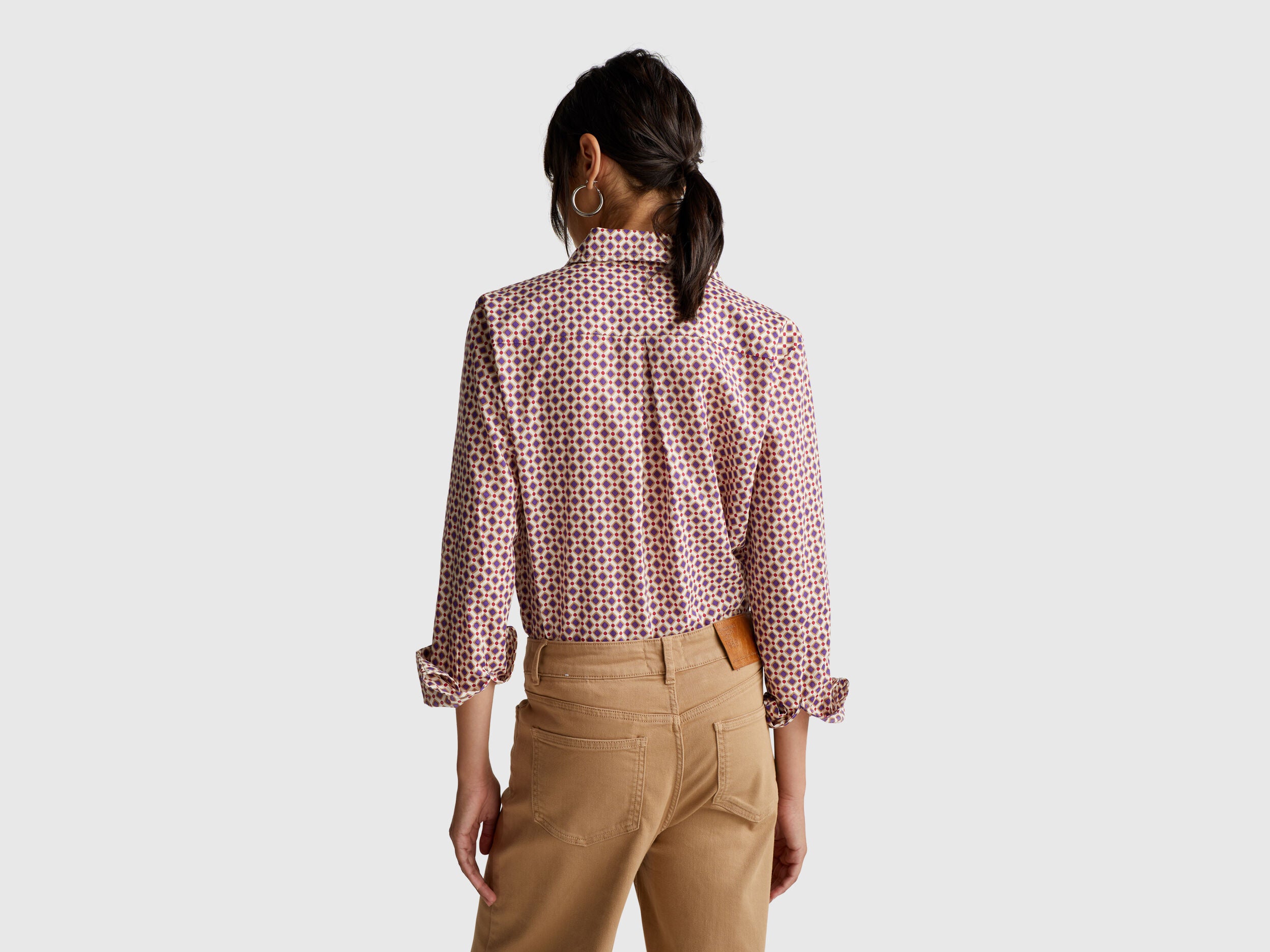 Benetton_Multi-Color_Patterned Shirt in Lightweight Cotton_5Q6SDQ0AY_62H_02