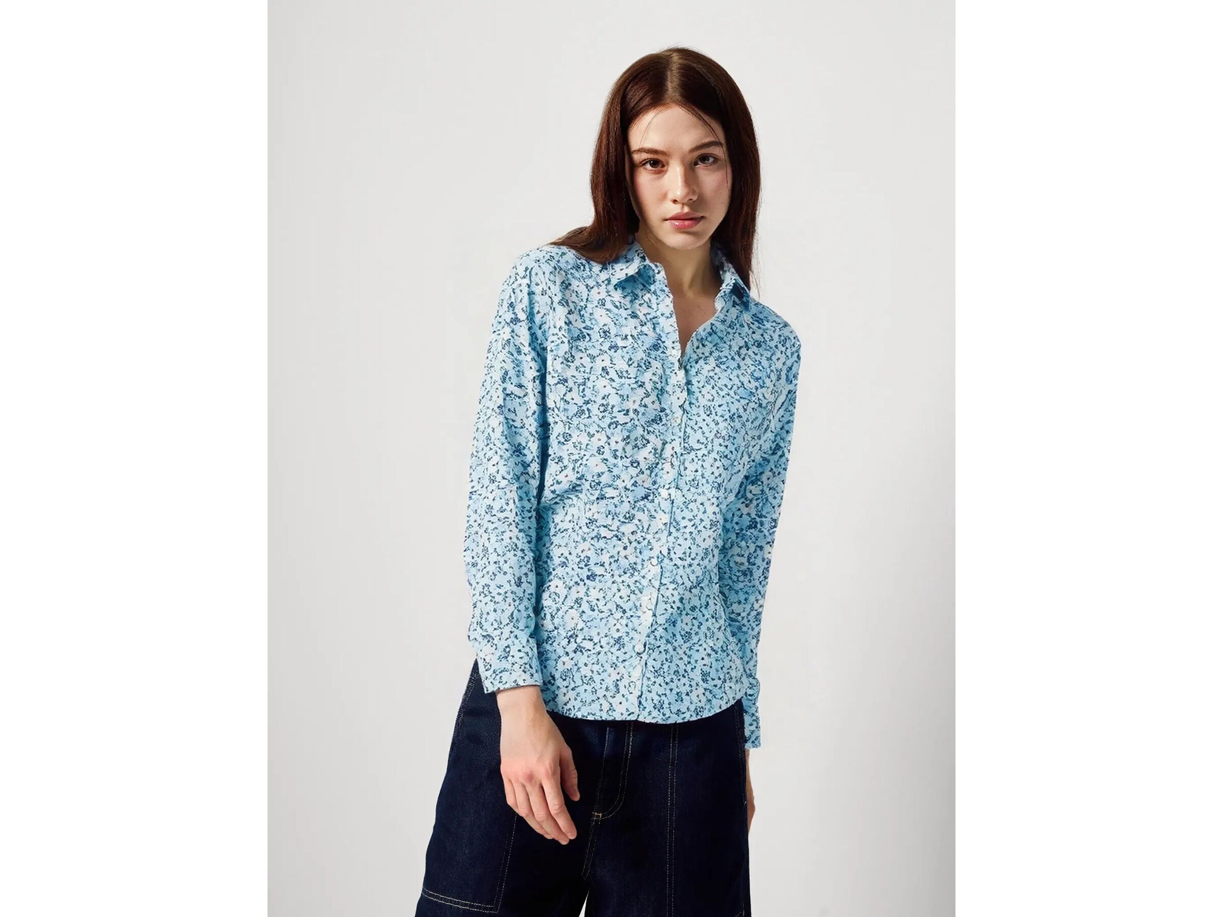 Benetton_Multi-Color_Patterned Shirt in Lightweight Cotton_5Q6SDQ0AY_67A_01