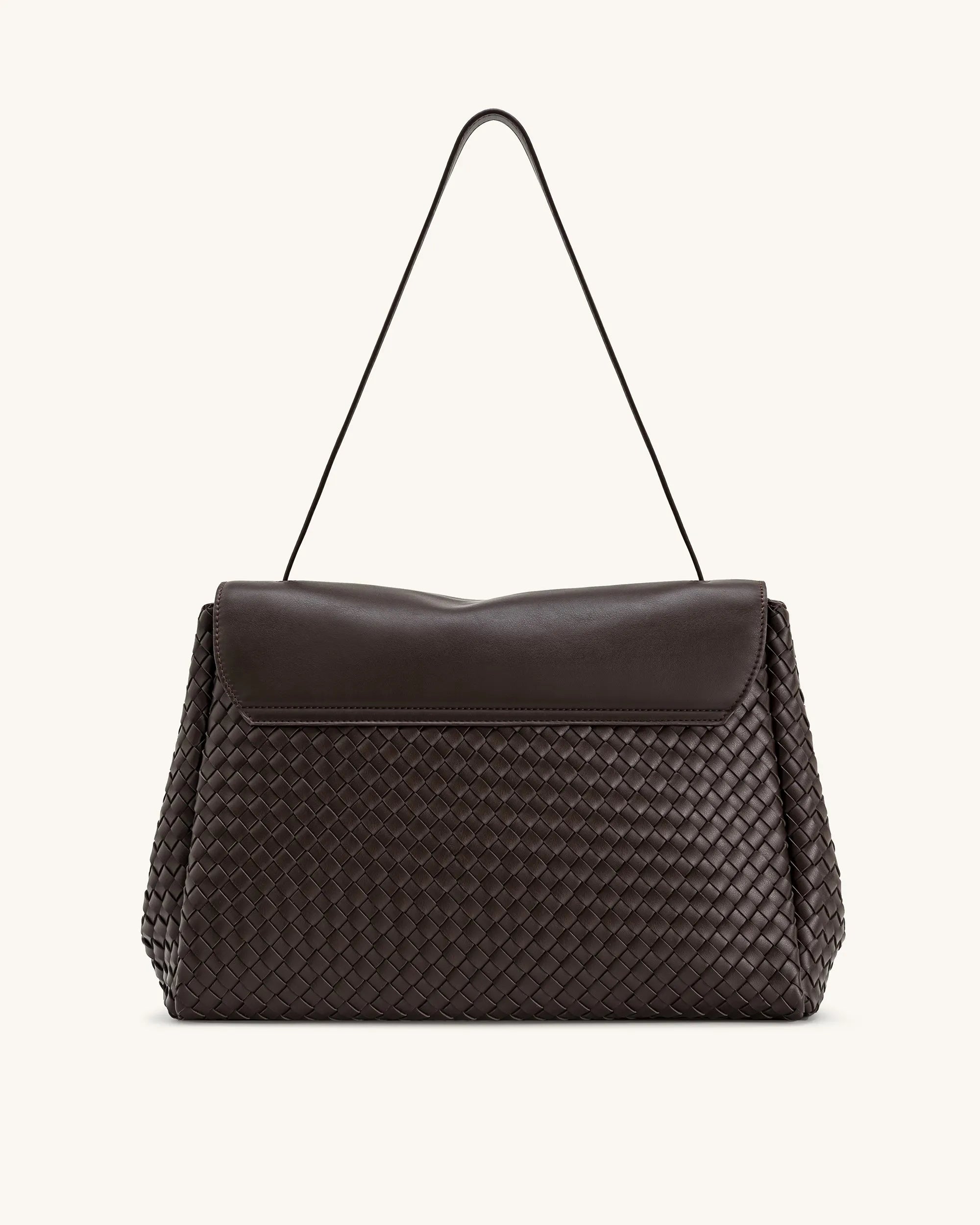JW PEI Dark Brown Women Hilary Woven Shoulder Bag - Dark Brown SKU: 5S258-32_Dark Brown Image 03