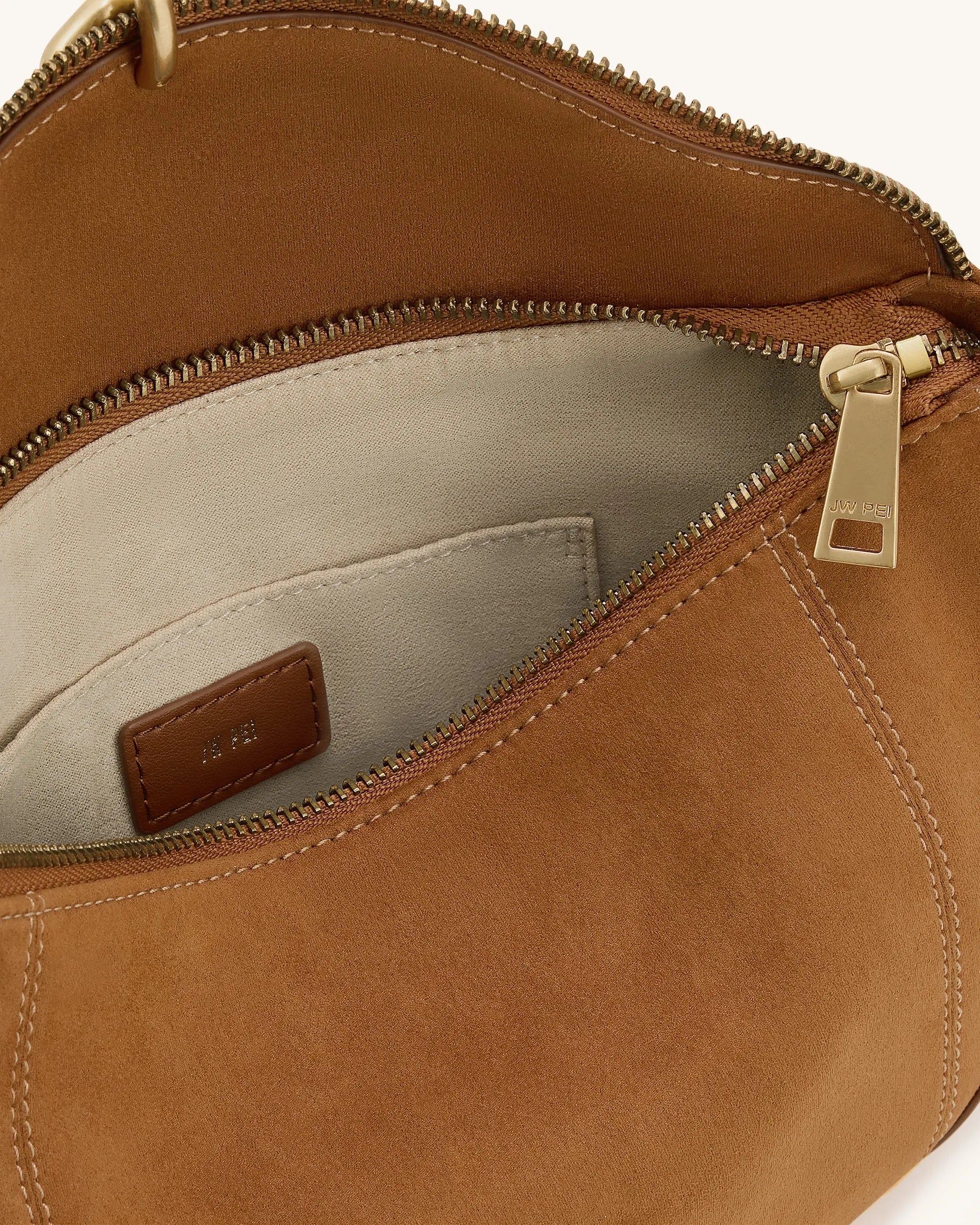 JW PEI Brown Women Jayla Faux Suede Metal Pendant Embellished Shoulder Bag - Brown SKU: 5S299-32_Brown Image 04