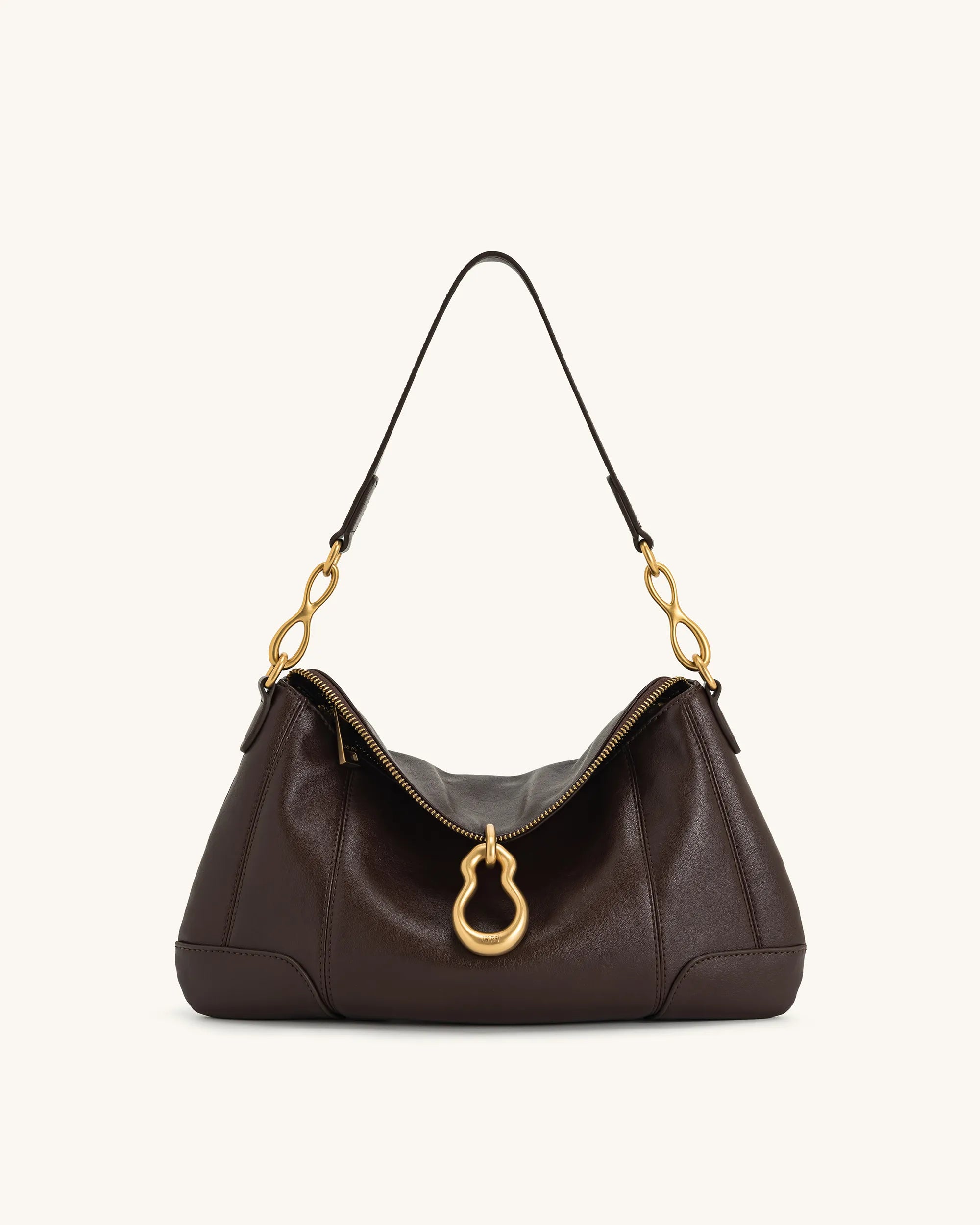 JW PEI_Dark Brown_Jayla Metal Pendant Embellished Shoulder Bags_5S299-3_Dark Brown_01