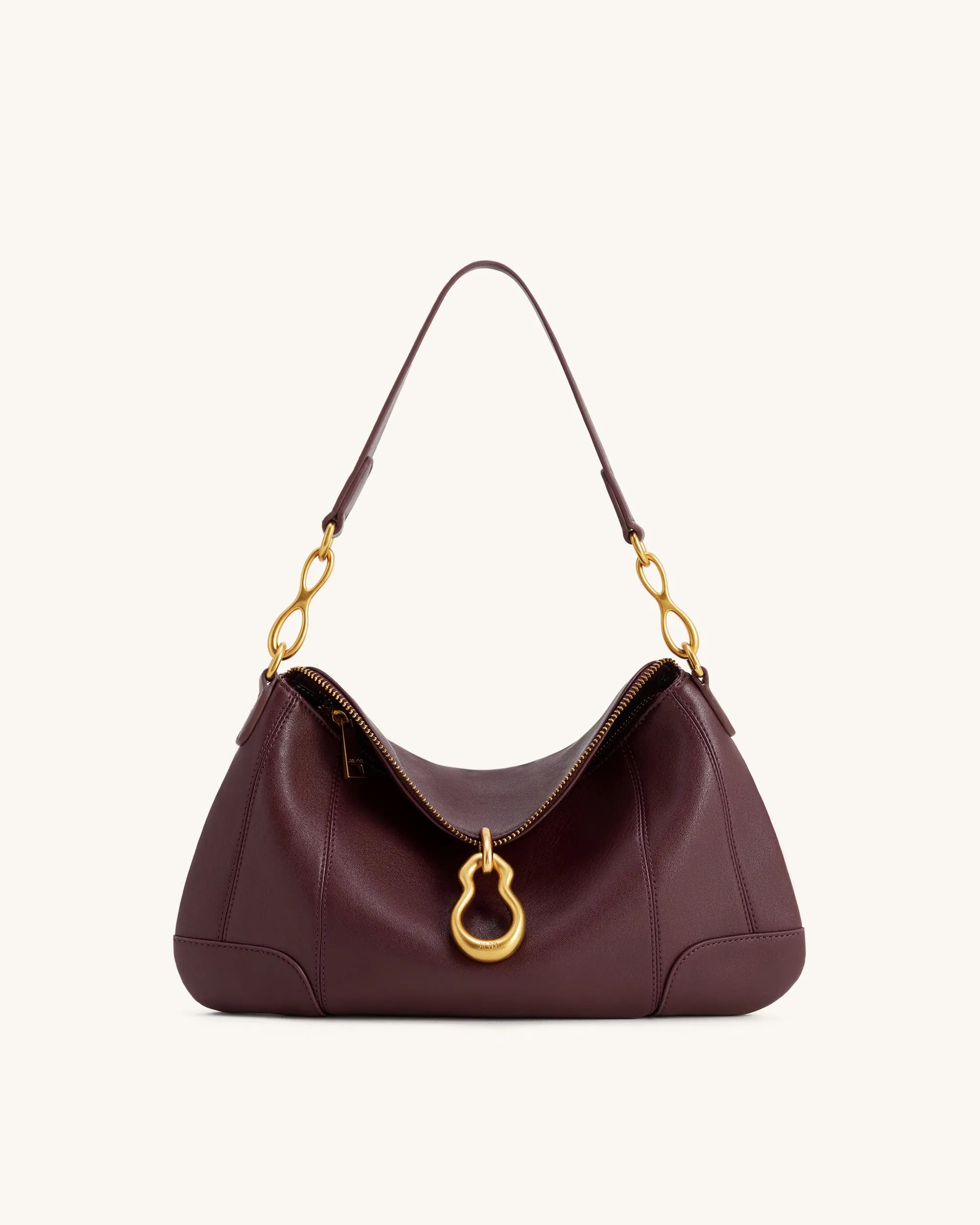 JW PEI Deep Burgundy Women Jayla Metal Pendant Embellished Shoulder Bag SKU: 5S299-41_Deep Burgundy Image 01