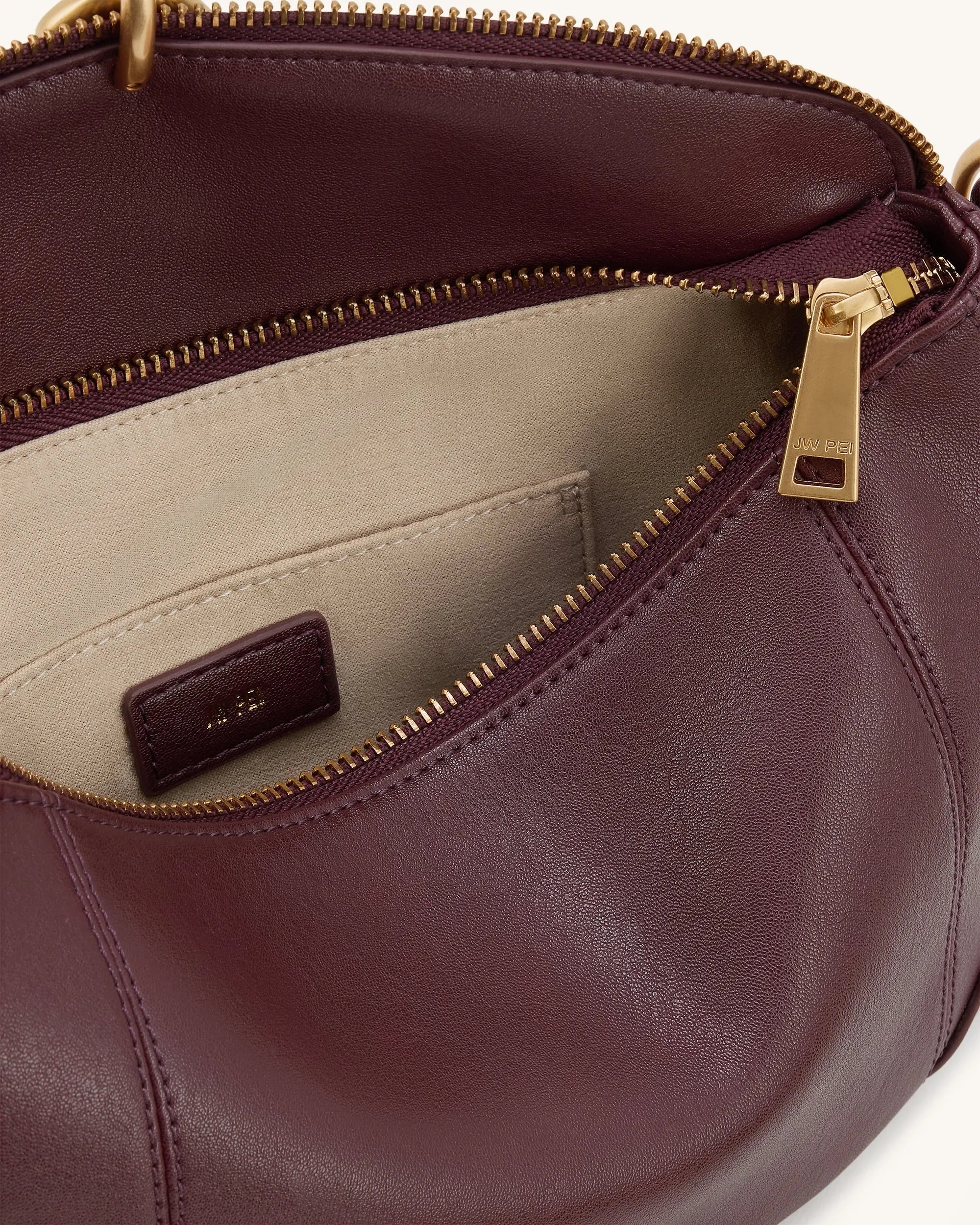 JW PEI Deep Burgundy Women Jayla Metal Pendant Embellished Shoulder Bag - Deep Burgundy SKU: 5S299-4_Deep Burgundy Image 04