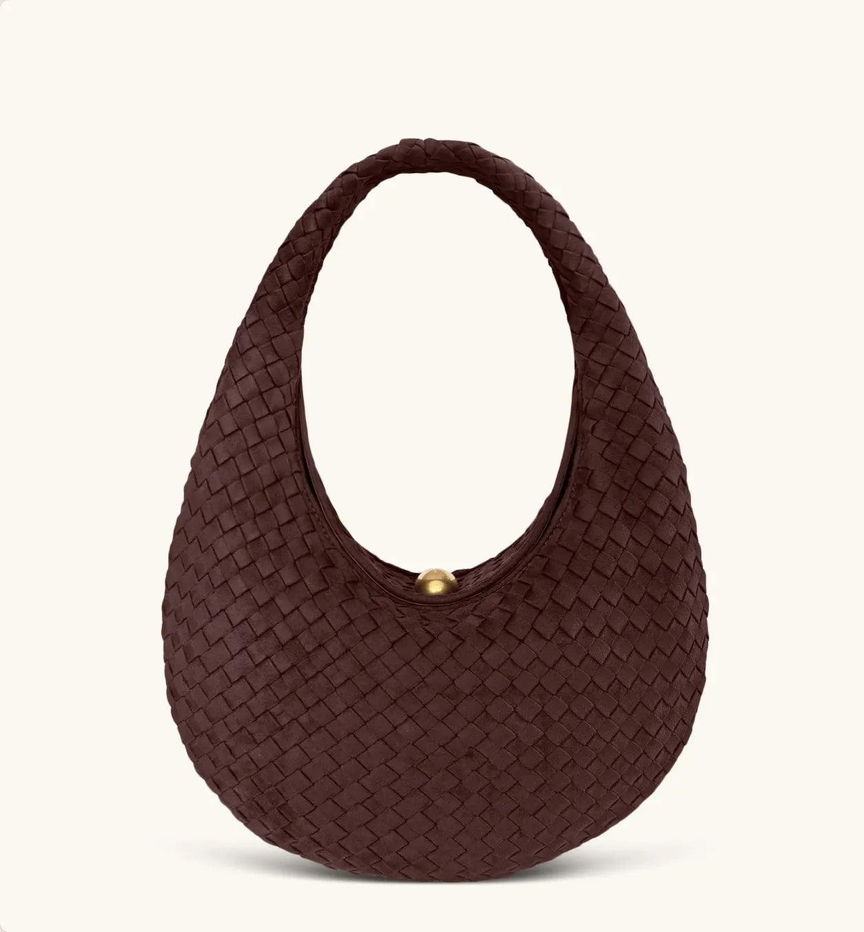 JW PEI Dark Mocha Nola Faux Suede Woven Hobo Shoulder Bag SKU: 5S396-3_Dark Mocha Image 03