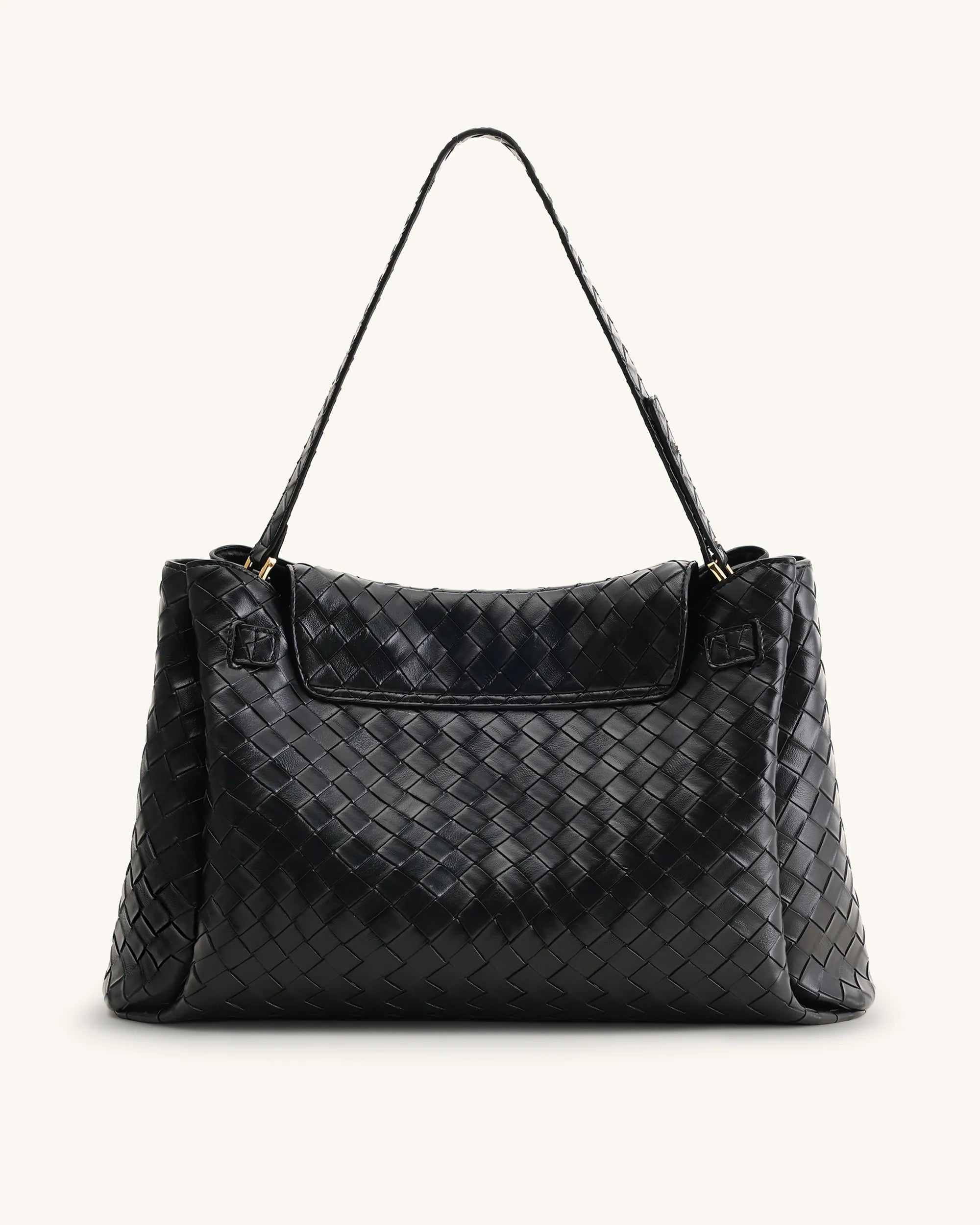 JW PEI Black Women Rhea Large Woven Textured Shoulder Bag SKU: 5S402X001-1_Black Image 03