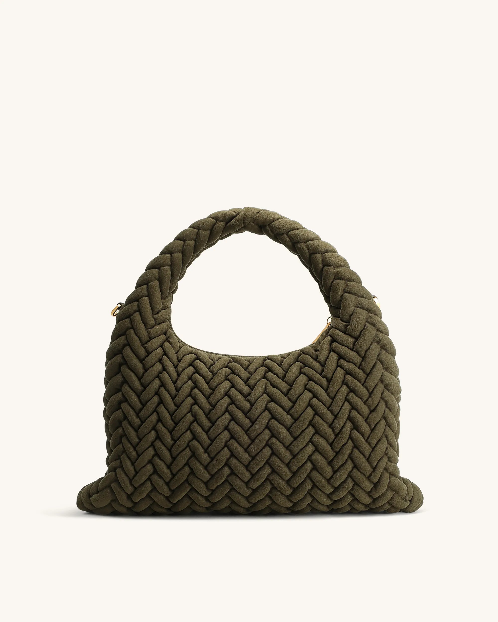 JW PEI Olive Green Women Cora Faux Suede Quilting Handle Bag SKU: 5S405-7_Olive Green Image 03