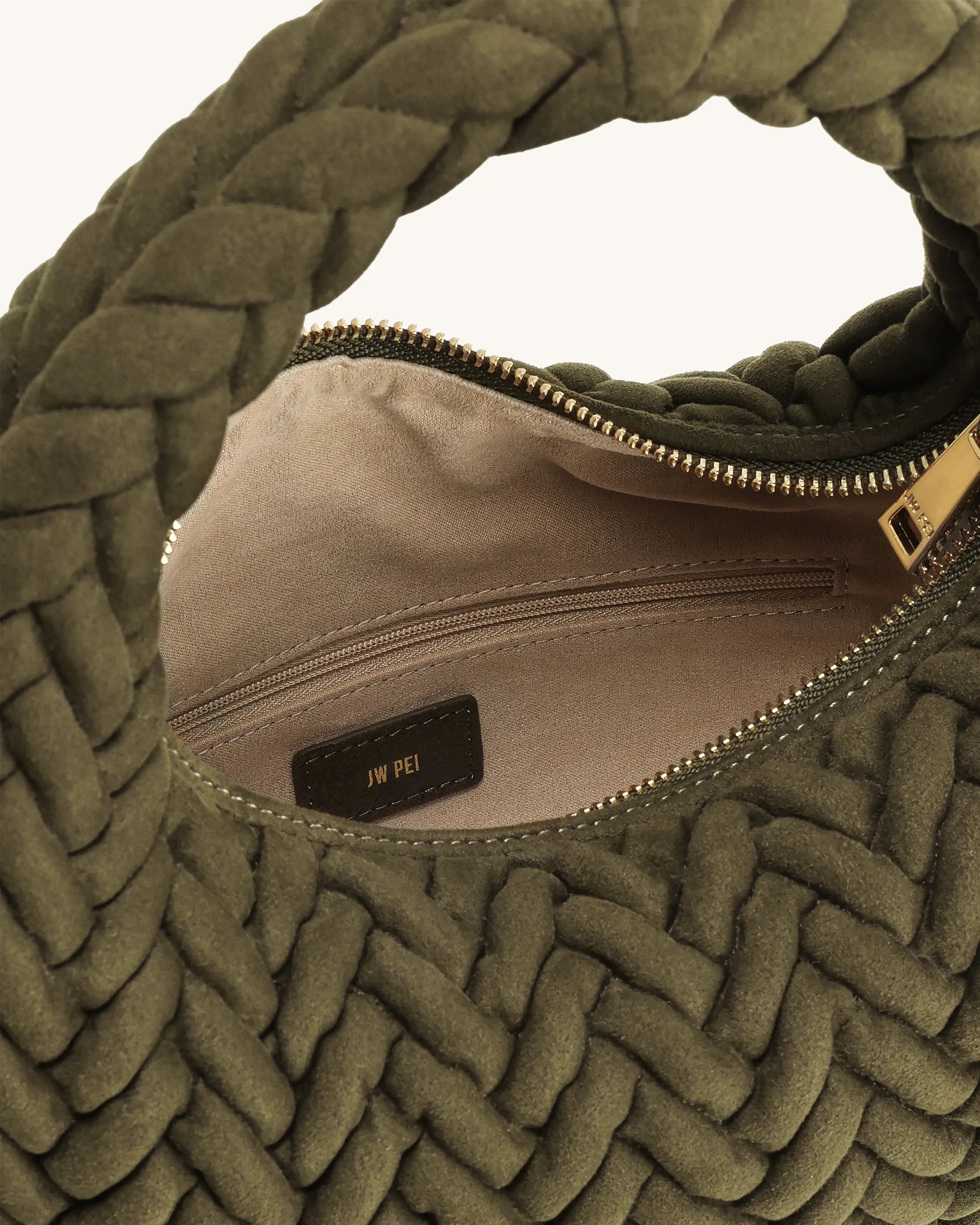 JW PEI Olive Green Women Cora Faux Suede Quilting Handle Bag SKU: 5S405-7_Olive Green Image 04