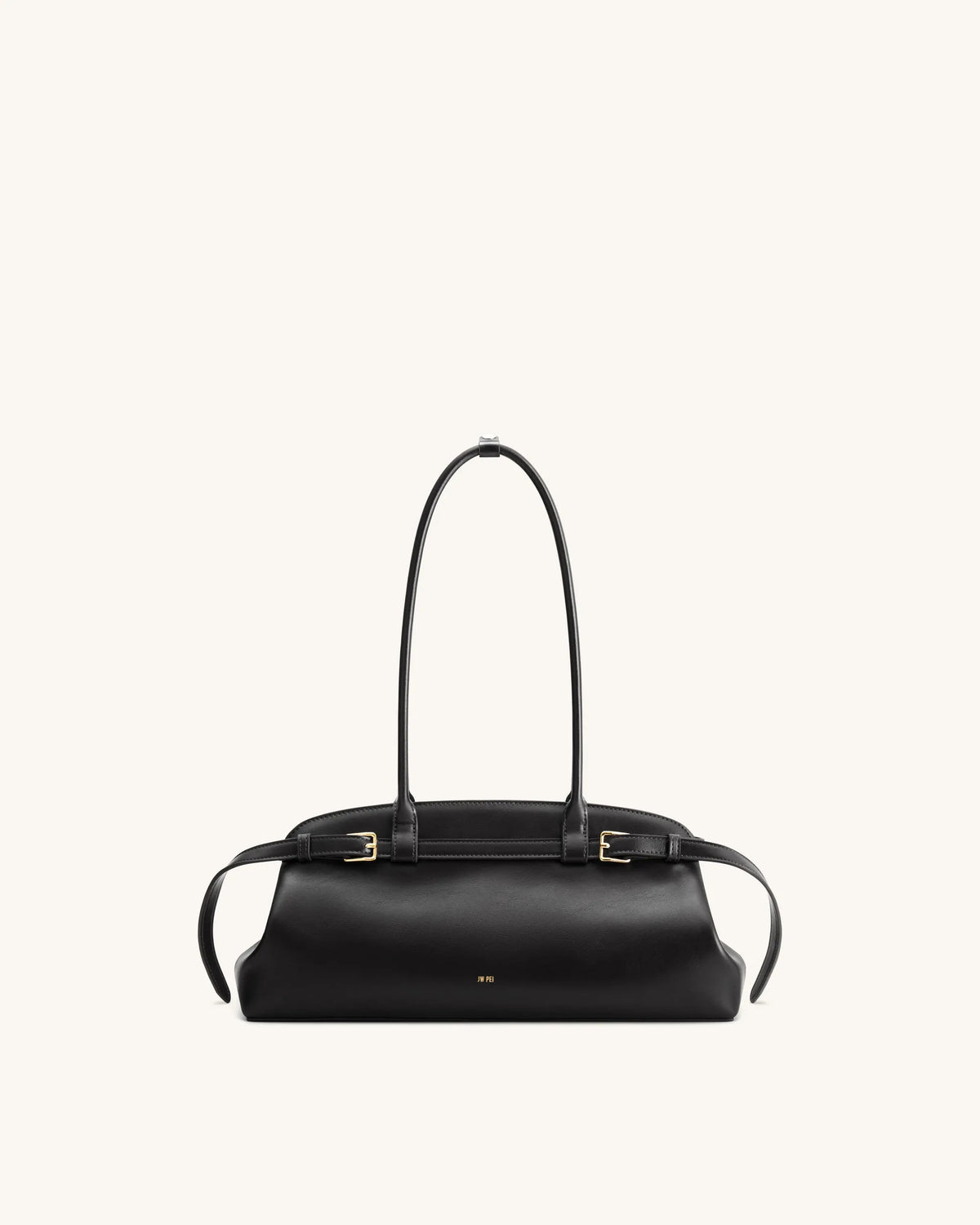 JW Pei Black Women Arden Belt Detail East-West Shoulder Bag SKU: 5S417-1_Black Image 01