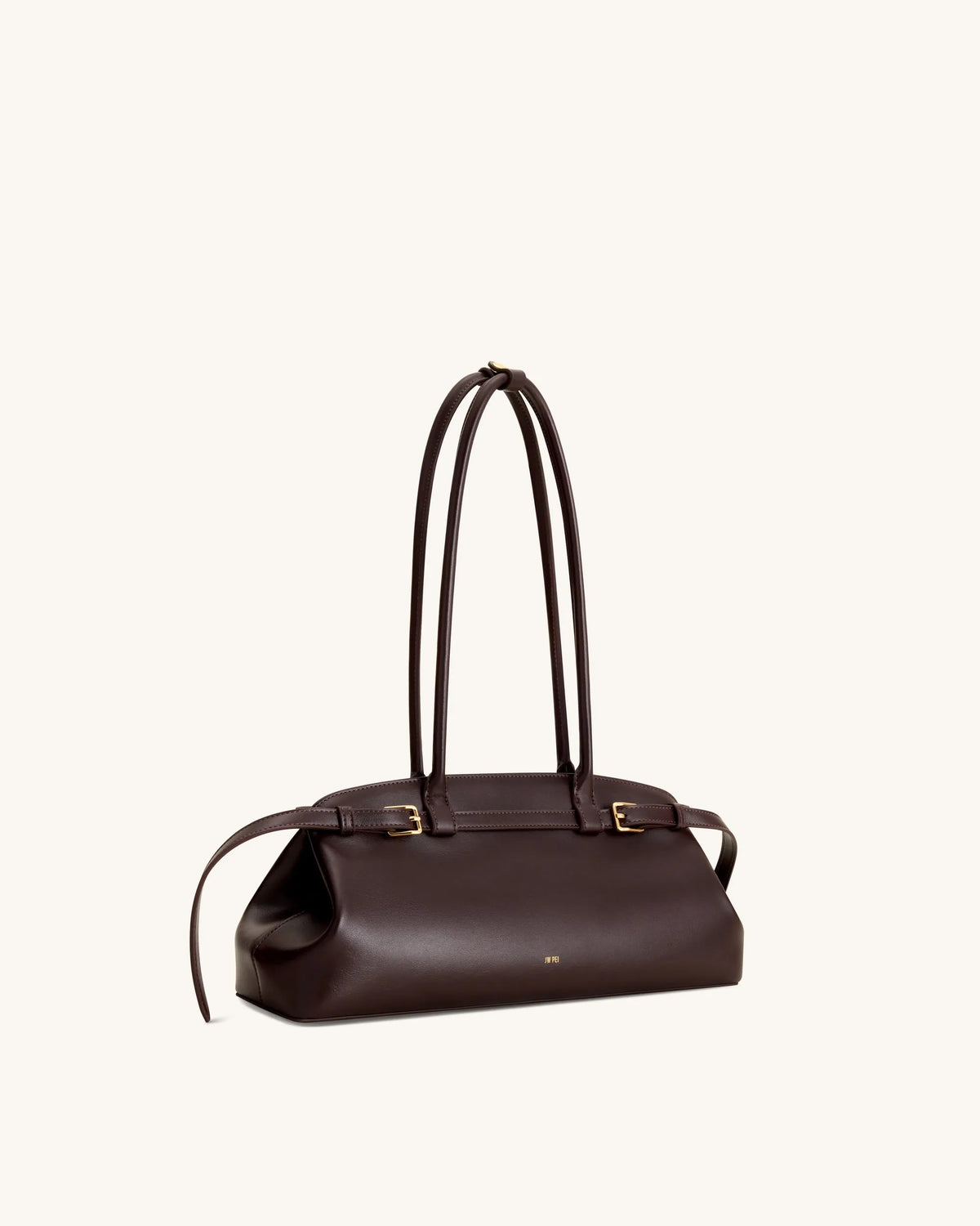 JW Pei Dark Brown Women Arden Belt Detail East-West Shoulder Bag SKU: 5S417-3_Dark Brown Image 02