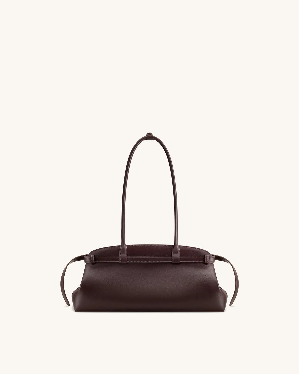 JW Pei Dark Brown Women Arden Belt Detail East-West Shoulder Bag SKU: 5S417-3_Dark Brown Image 03