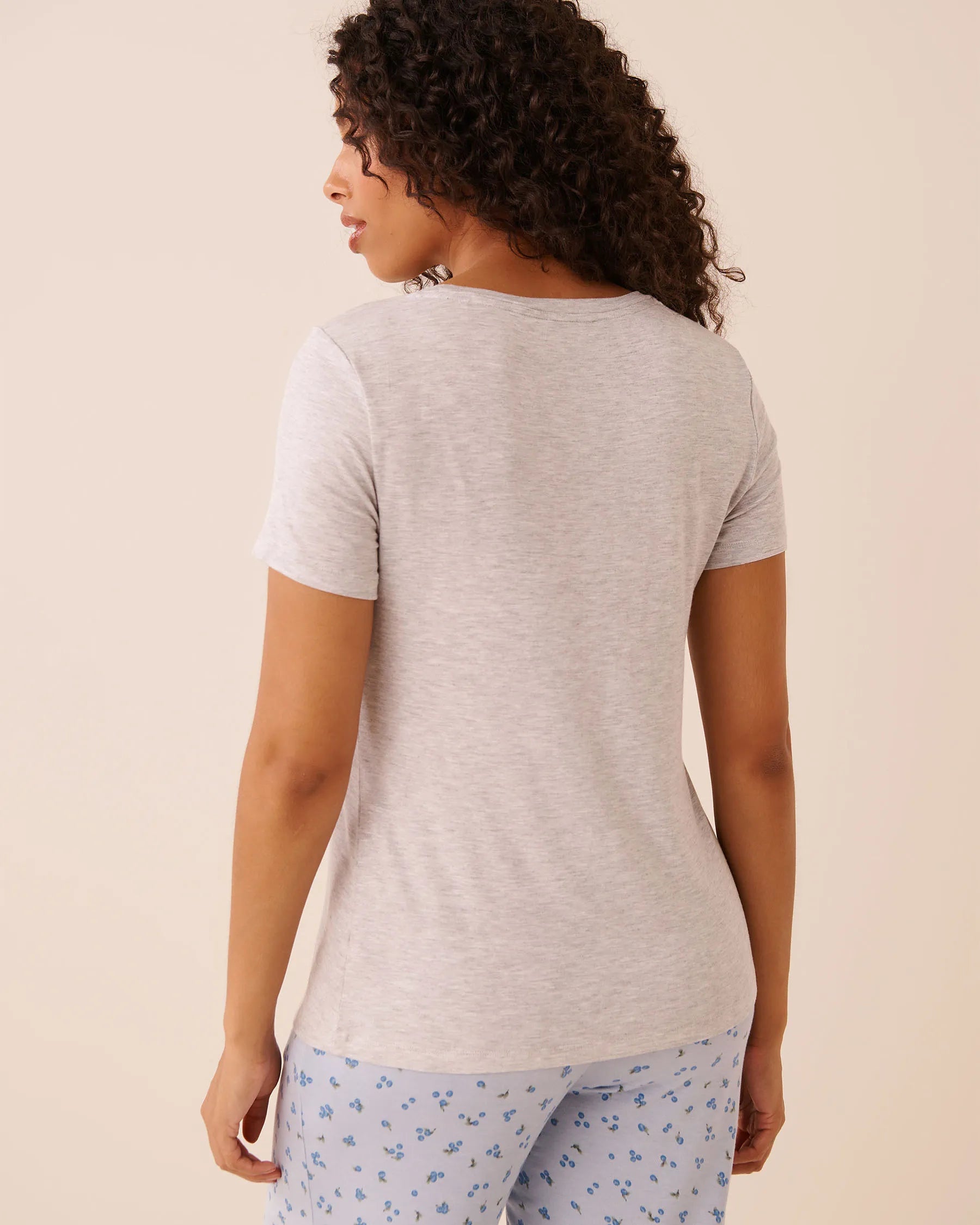 La Vie en Rose Comfy Grey Mix Screen 2 Women Berry Print Soft Jersey T-shirt SKU: 60100190_P00408 Image 02