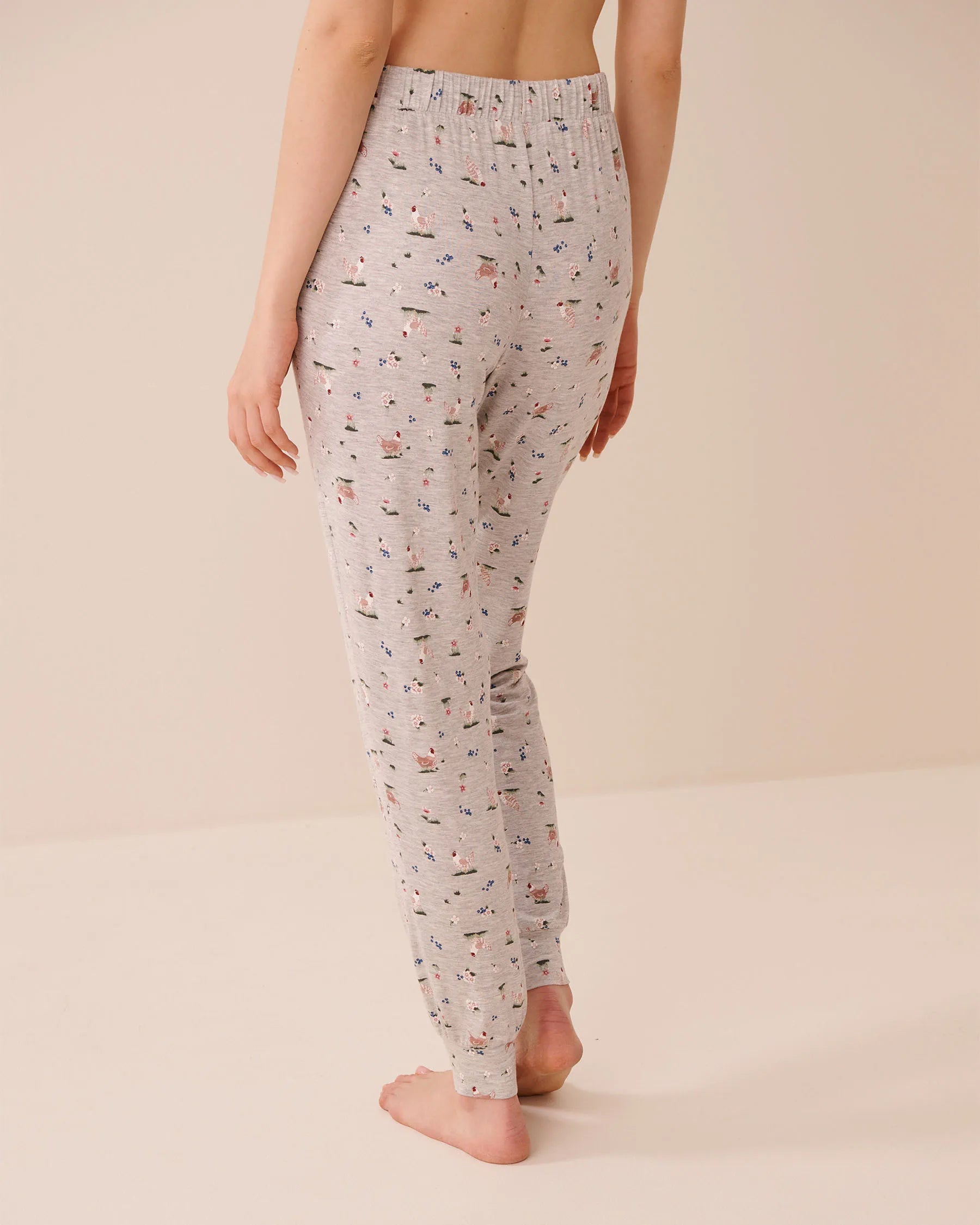 La Vie en Rose Gray Mix Chicken Women Chicken Print Soft Jersey Jogger Pajama Pants SKU: 60200185_P00511 Image 02