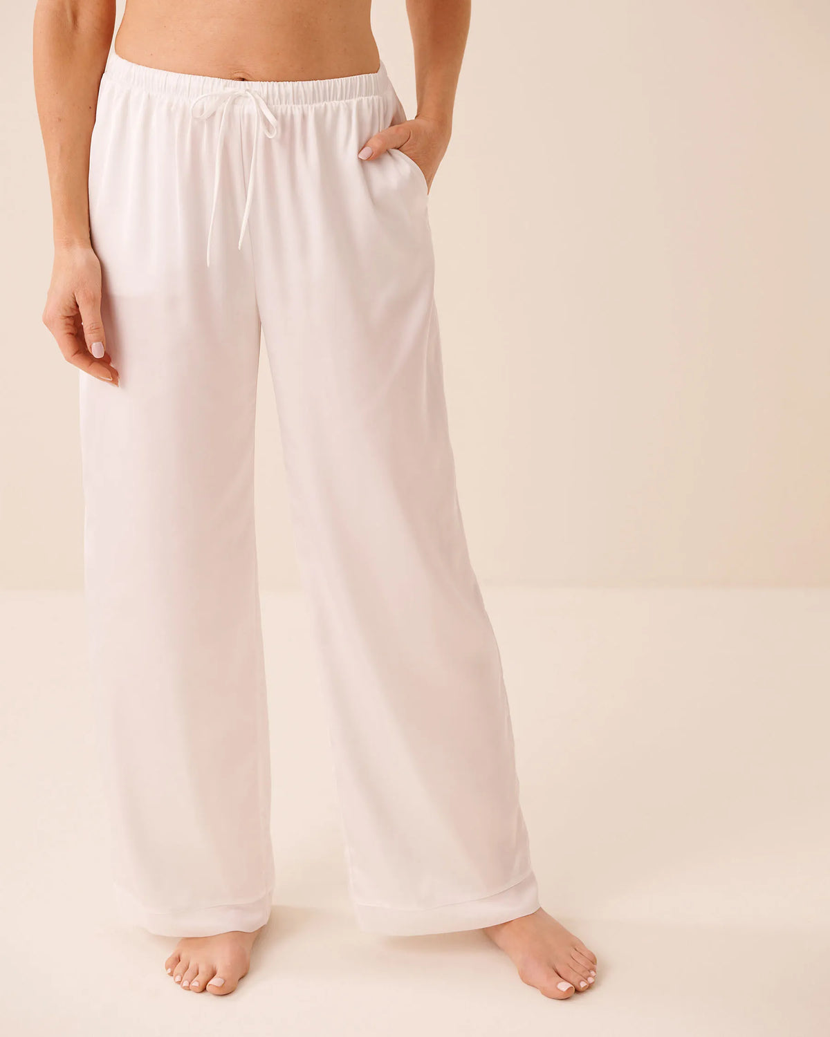 La Vie en Rose Snow White Women LUXURY EDITION Satin And Chiffon Pants SKU: 60200188_10011 Image 01