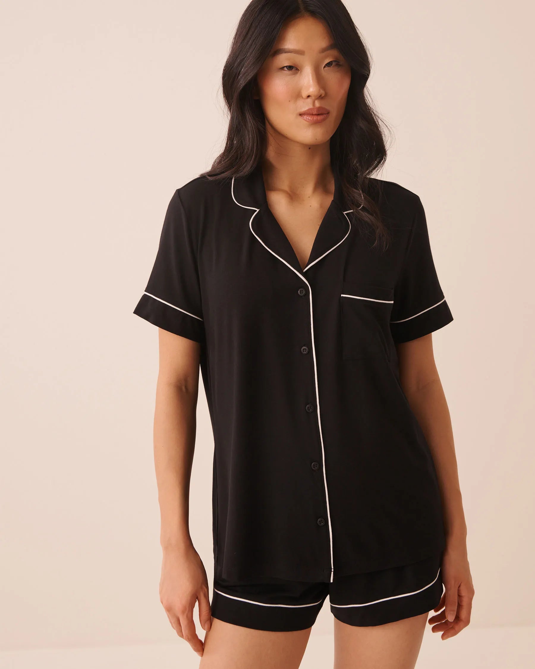 La Vie en Rose Black Beauty Women Short Sleeve Modal Pajama Set SKU: 60400075_00001 Image 01
