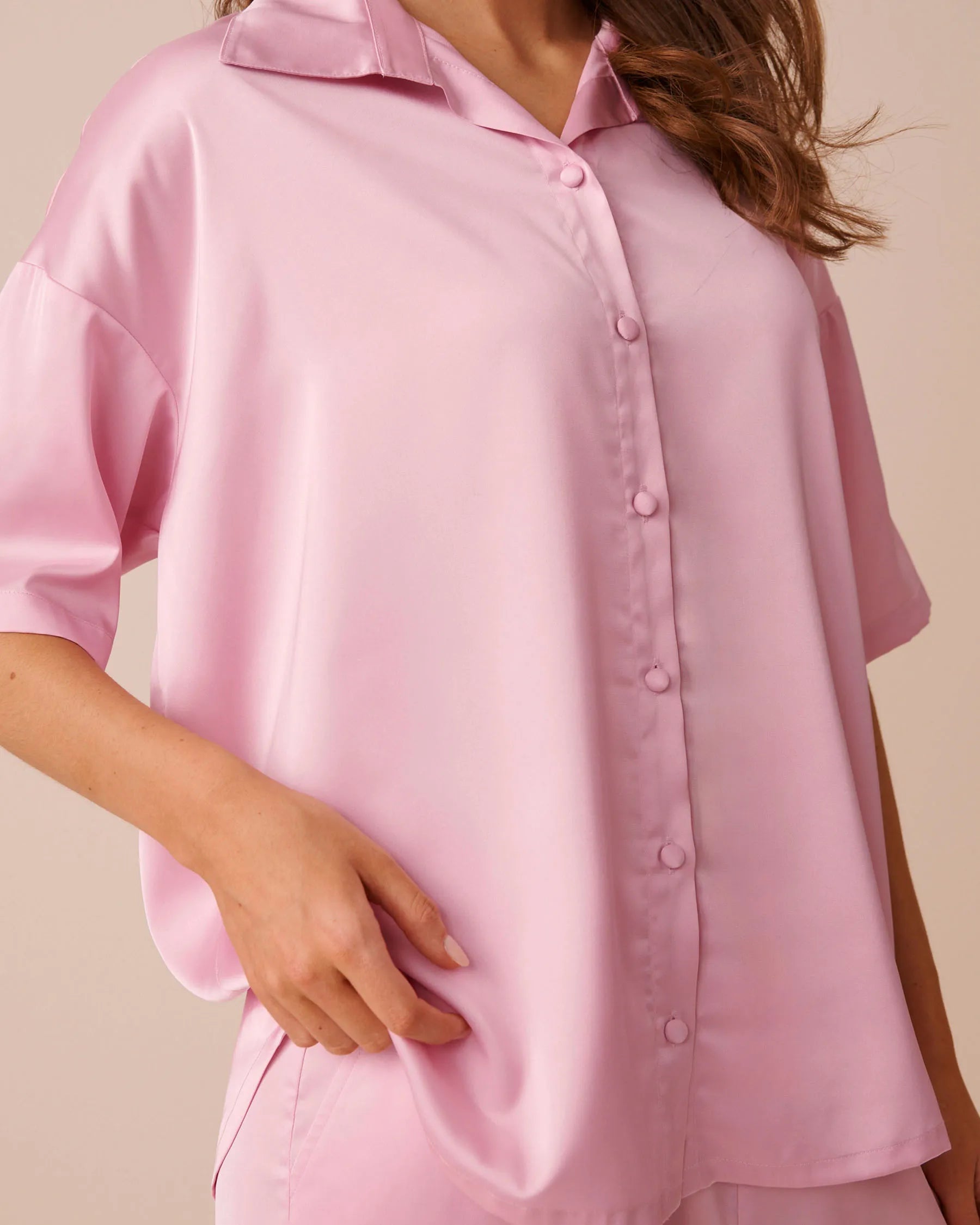 La Vie en Rose Nosegay Women LUXURY EDITION Short Sleeve Satin Pajama Set SKU: 60400076_60245 Image 03