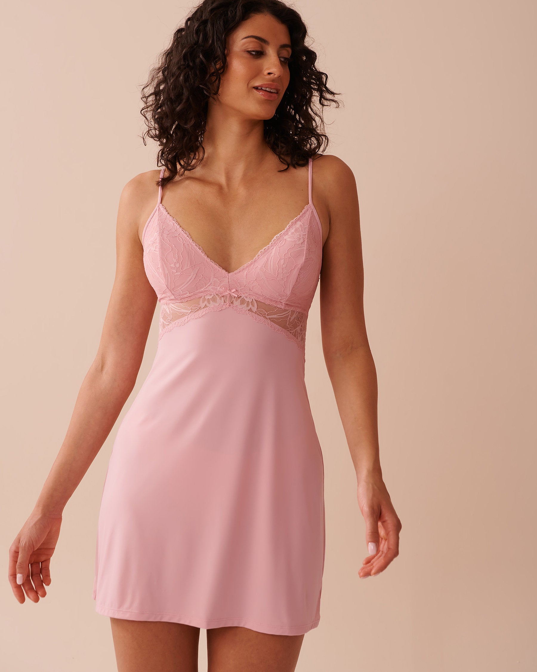 La Vie en Rose_Lace Insert Microfiber Nightie_60500173_60036_01