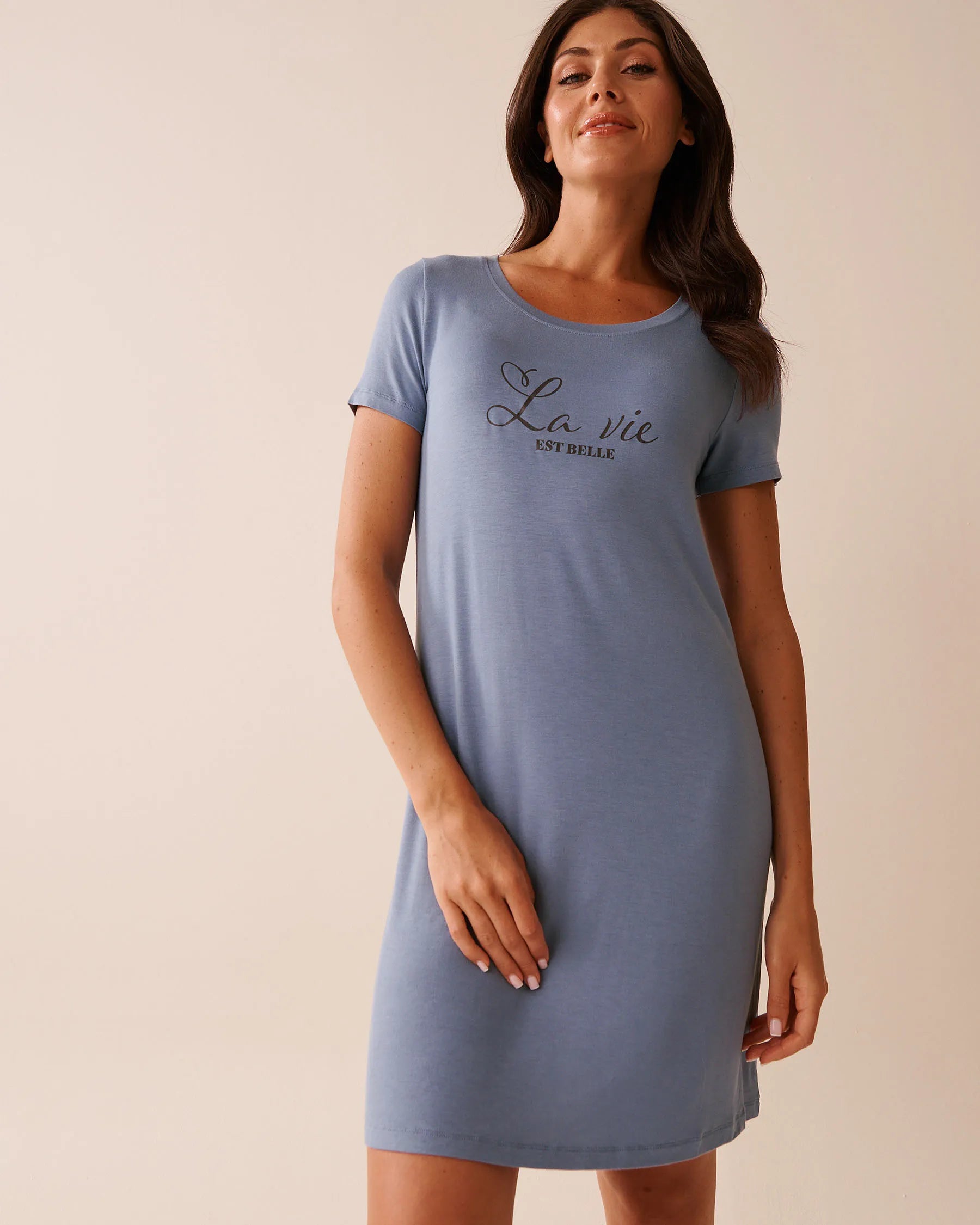 La Vie en Rose_Stonewash_Soft Jersey Short Sleeve Sleepshirt_60500209_40011_01