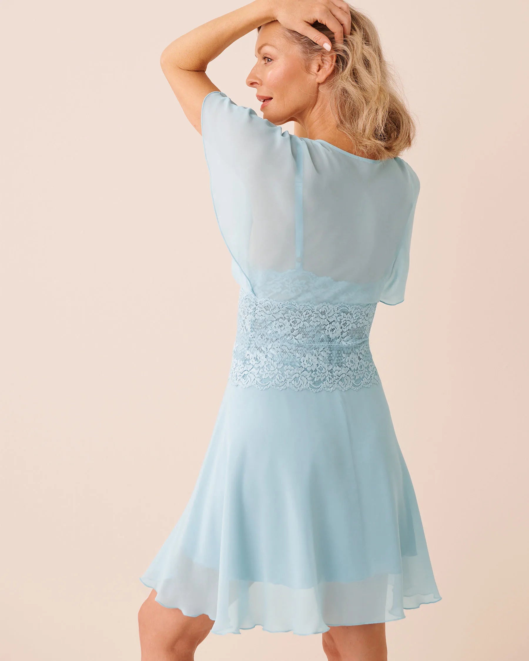 La Vie en Rose Stratosphere Women LUXURY EDITION Chiffon and Lace Open Front Nightie SKU: 60500229_40274 Image 02