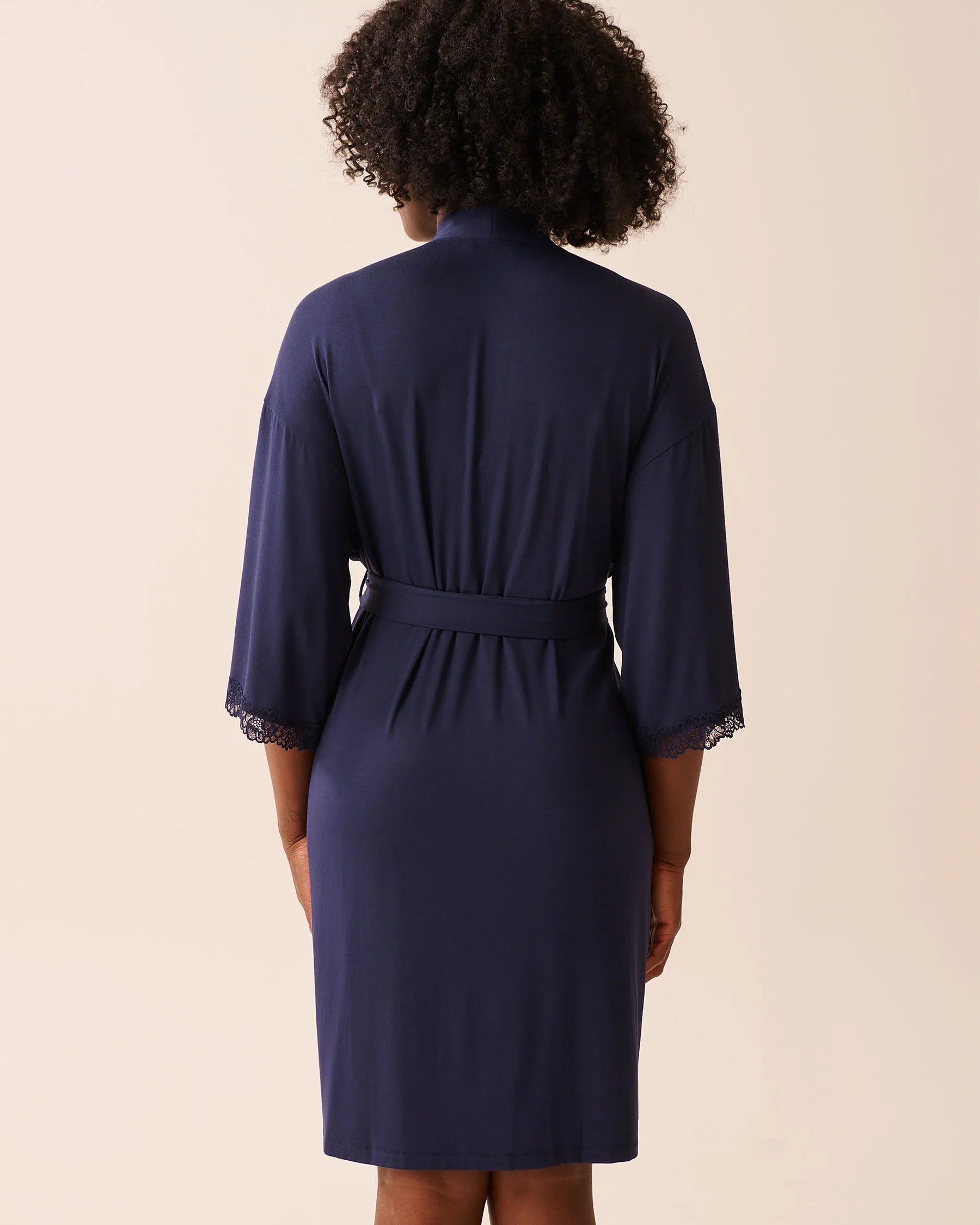 La Vie en Rose_Evening Blue_Lace Trim Modal Kimono_60600108_40009_02