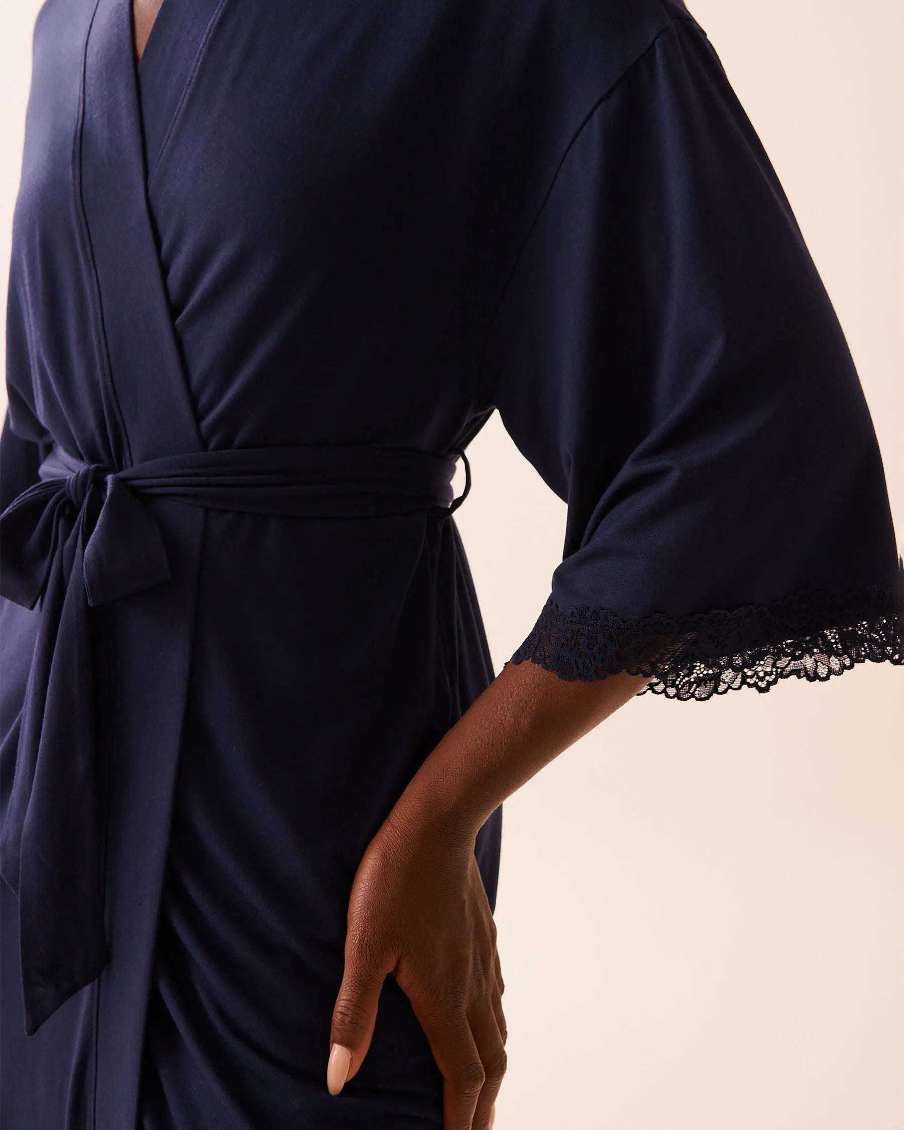 La Vie en Rose_Evening Blue_Lace Trim Modal Kimono_60600108_40009_03