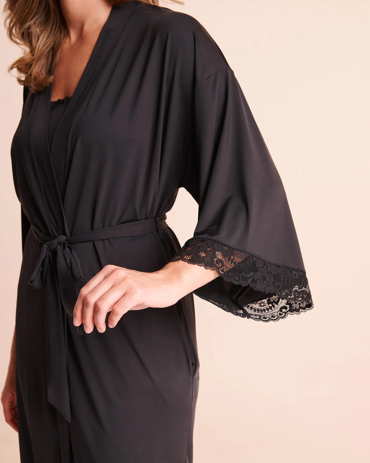 La Vie en Rose Black Beauty Women Lace-Trim Kimono SKU: 60600129_00001 Image 03