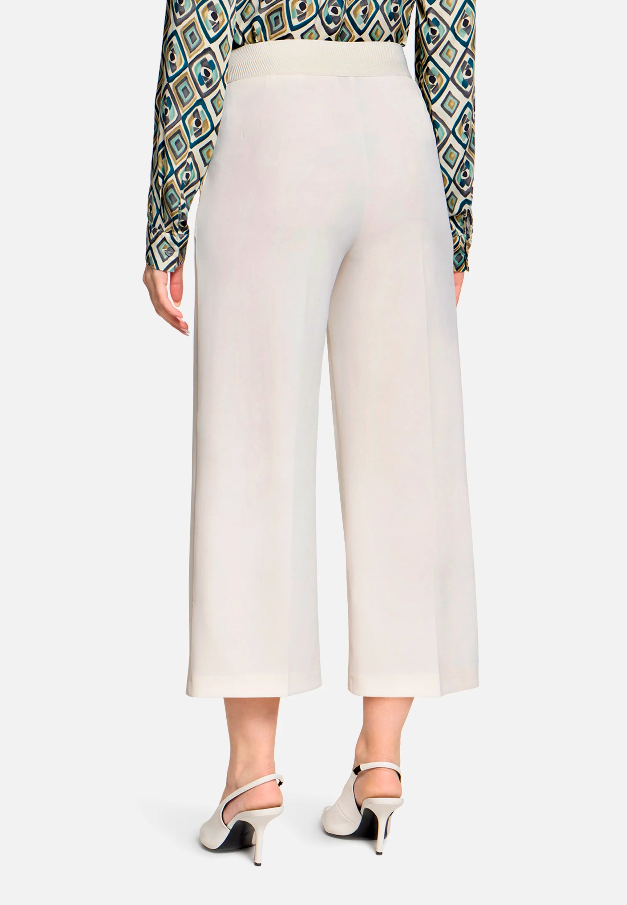 Betty Barclay Offwhite Women Culottes with Pressed Crease And Elasticated Waistband SKU: 6066-2420_1014 Image 03