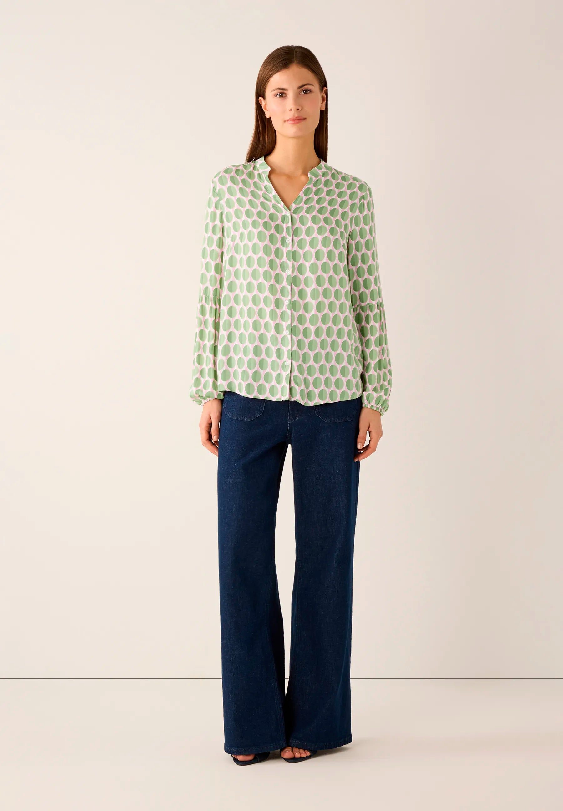 More & More Spring Green Women Viscose Blouse with Graphic Print SKU: 61012000_4623 Image 02