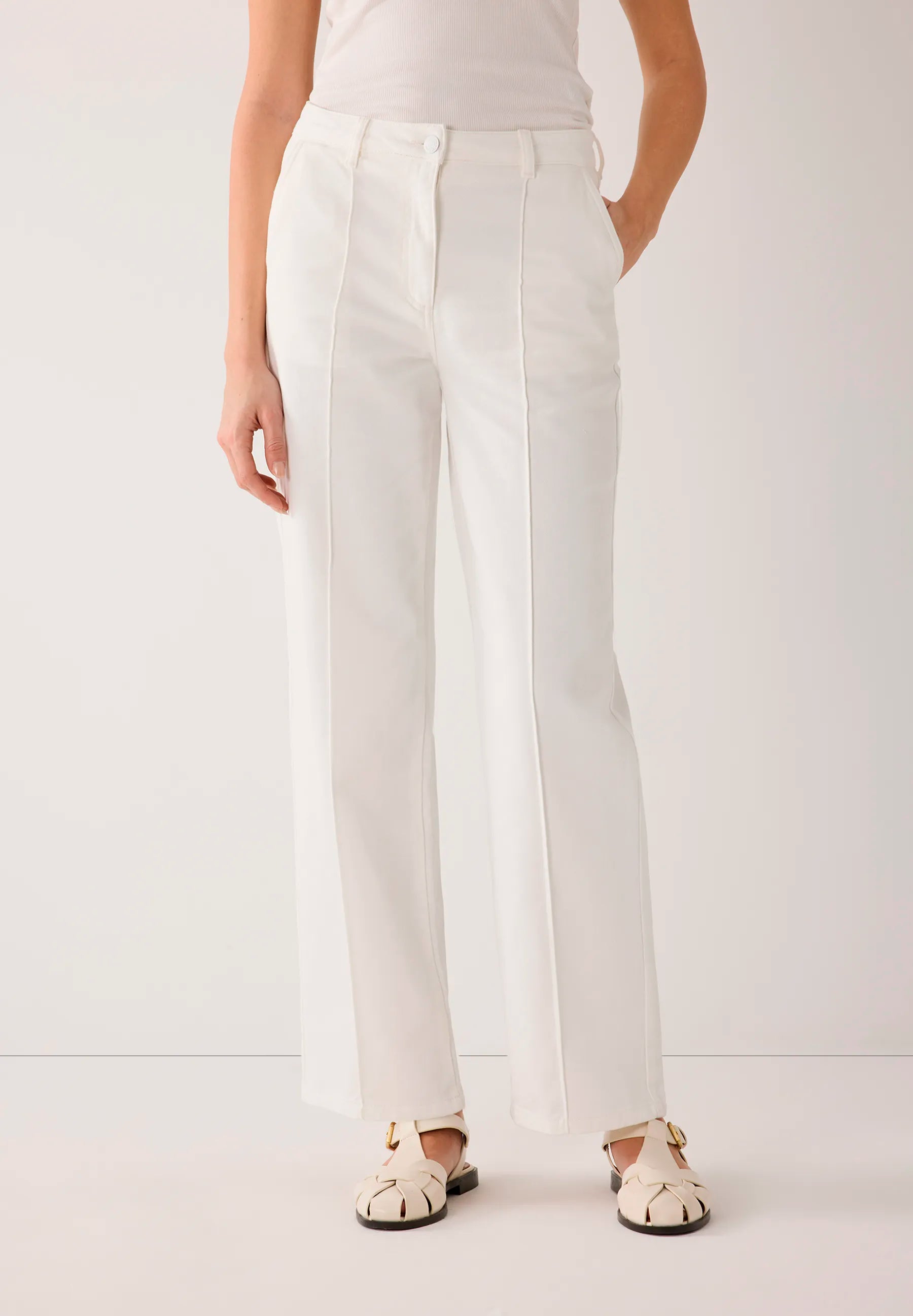 More & More Off White Women Cotton Twill Trousers SKU: 61024059_0041 Image 02