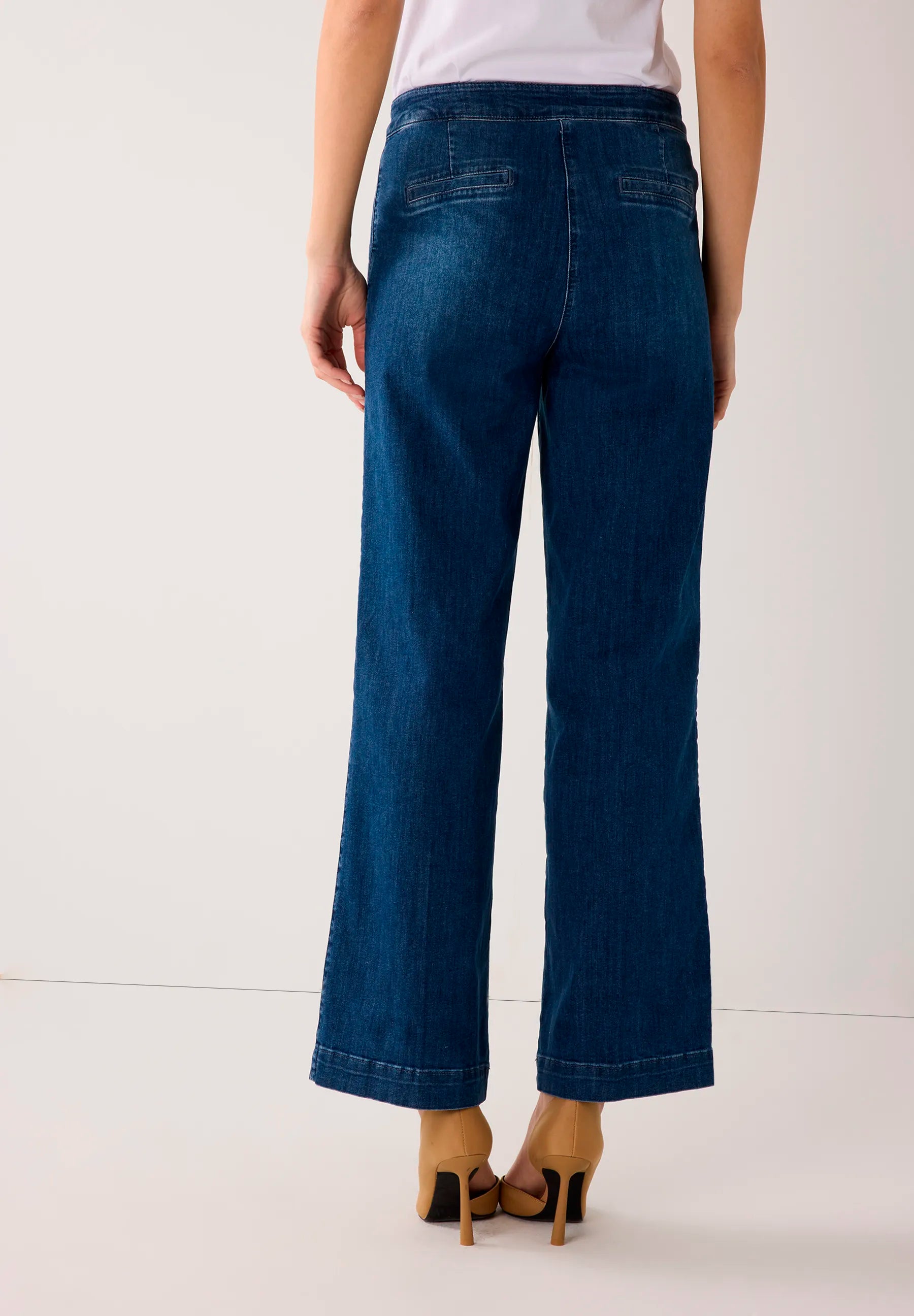 More & More Middle Blue Denim Women Wide-Leg Jeans with Buttons SKU: 61024251_0962 Image 04
