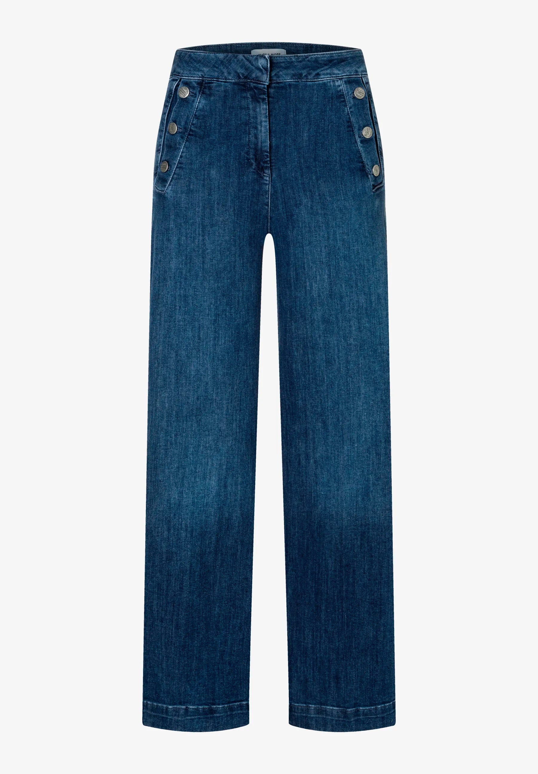 More & More Middle Blue Denim Women Wide-Leg Jeans with Buttons SKU: 61024251_0962 Image 05