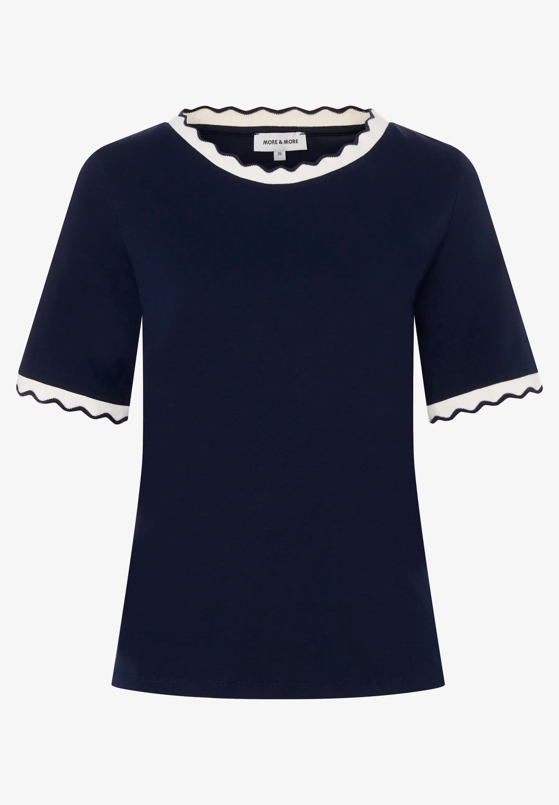 More & More Classic Blue Women T-Shirt with Wavy Edge SKU: 61030010_0373 Image 05
