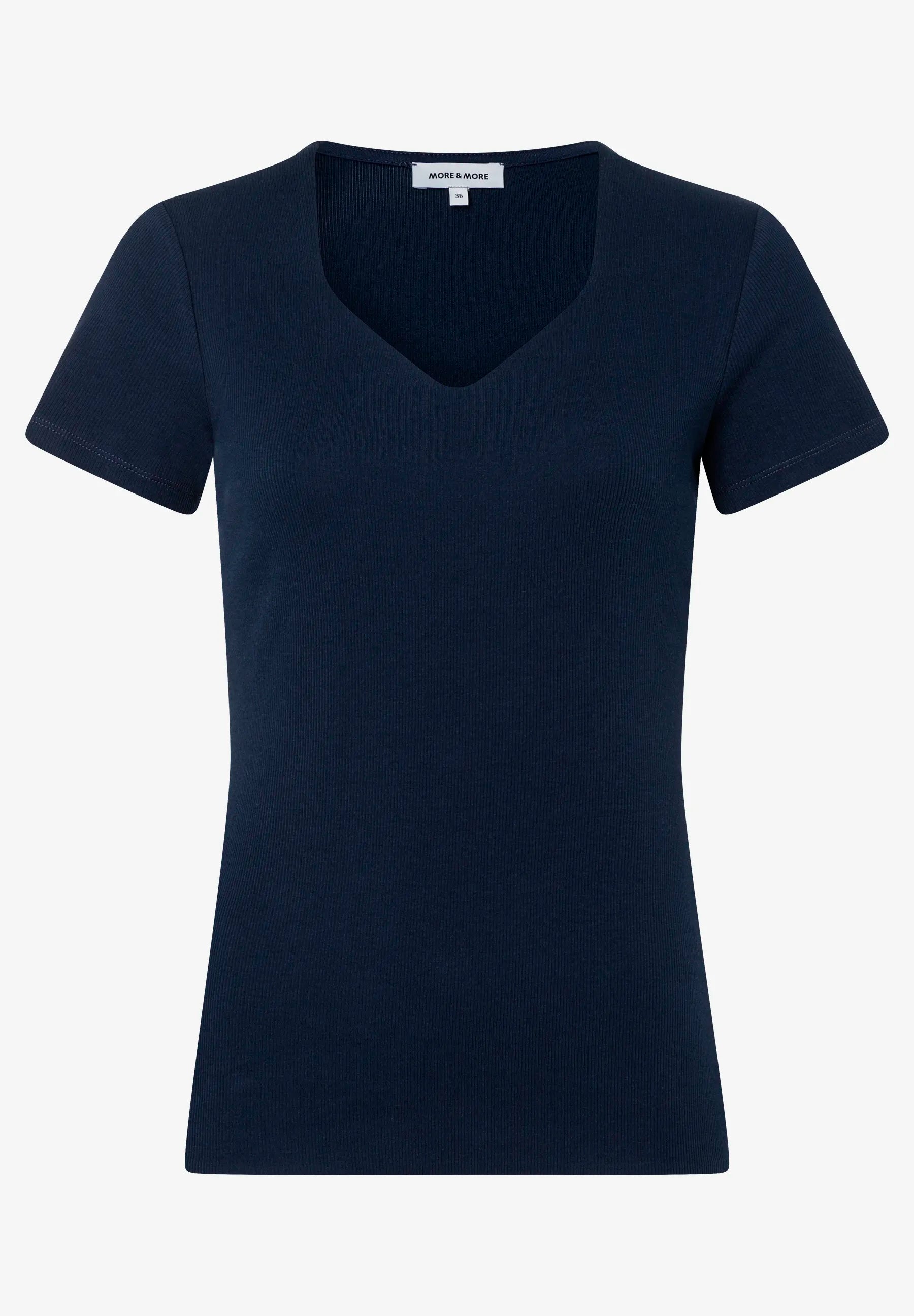 More & More Classic Blue Women T-Shirt with Decorative Neckline SKU: 61030021_0373 Image 02