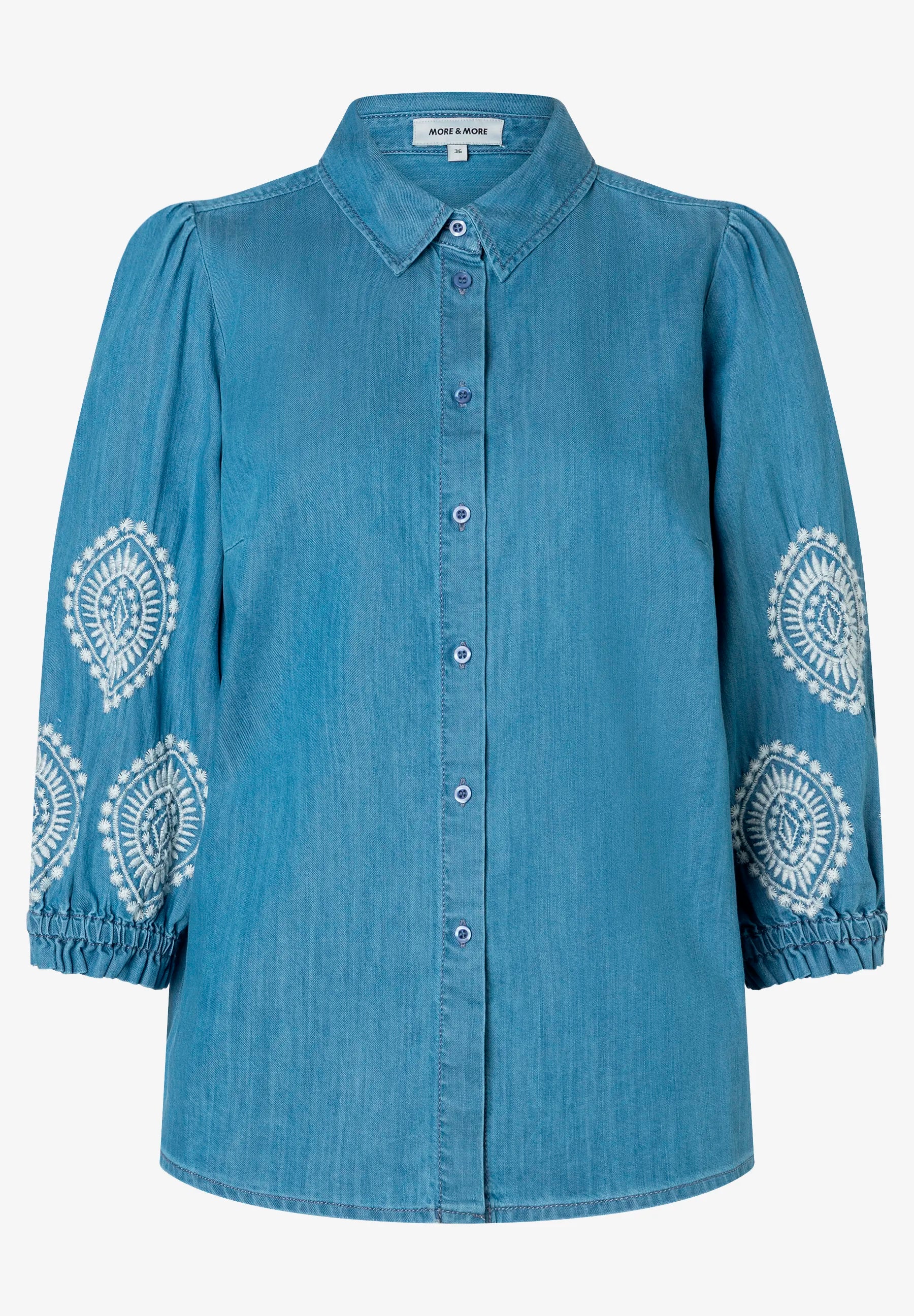 More & More Middle Blue Denim Women Denim Blouse with Embroidery SKU: 61032200_0962 Image 05