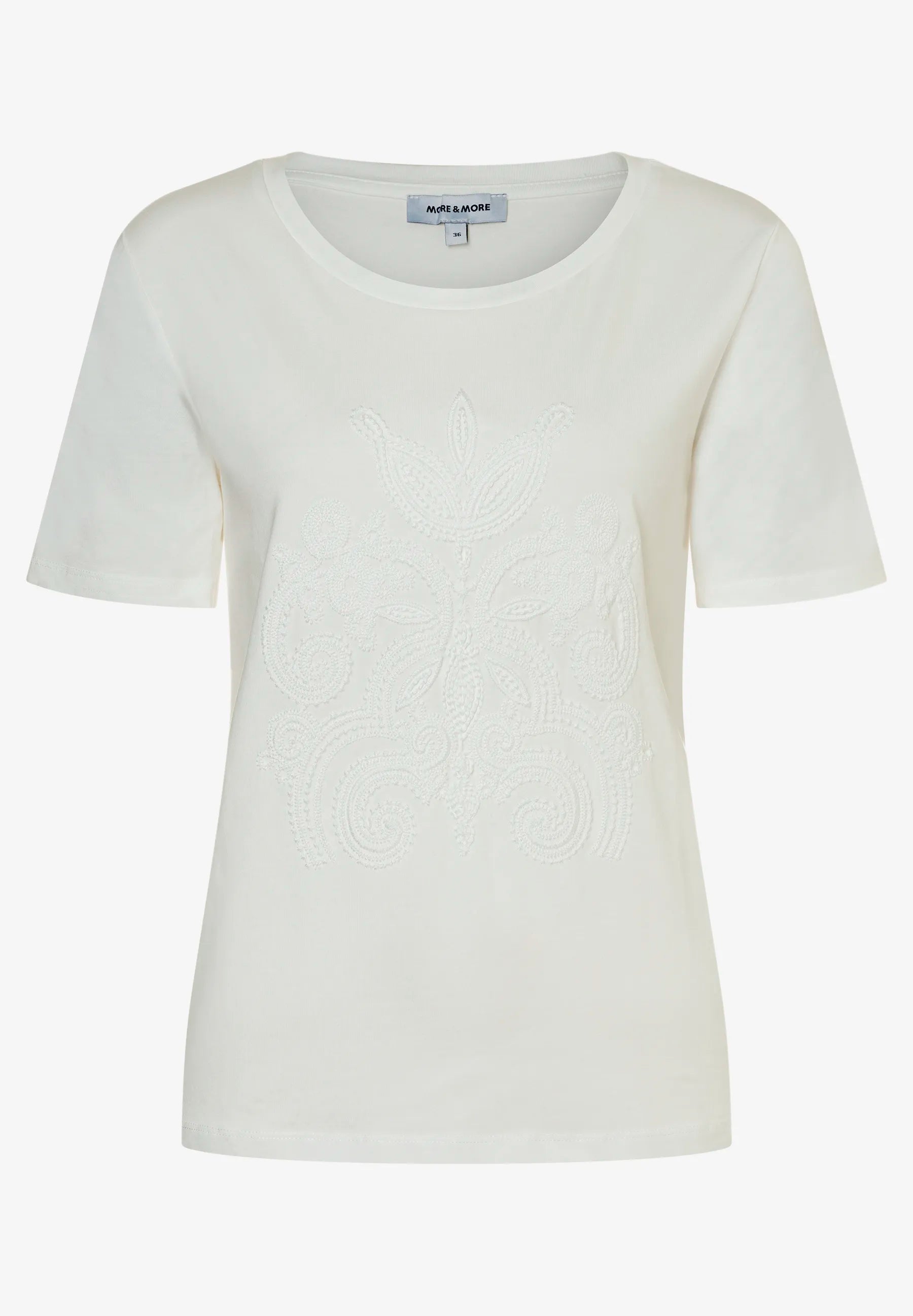 More & More Off White Women T-Shirt with Embroidery on The Front SKU: 61040054_0041 Image 02